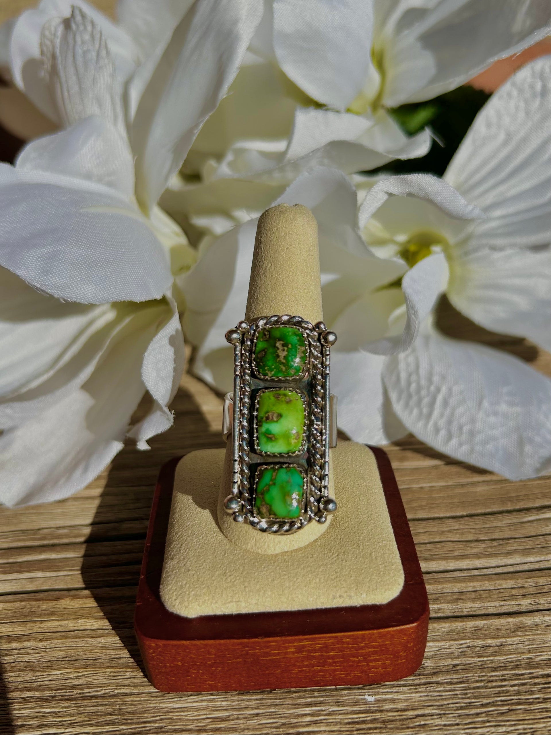 Southwest Sonoran Mountain Turquoise & Sterling Silver Ring Size 10