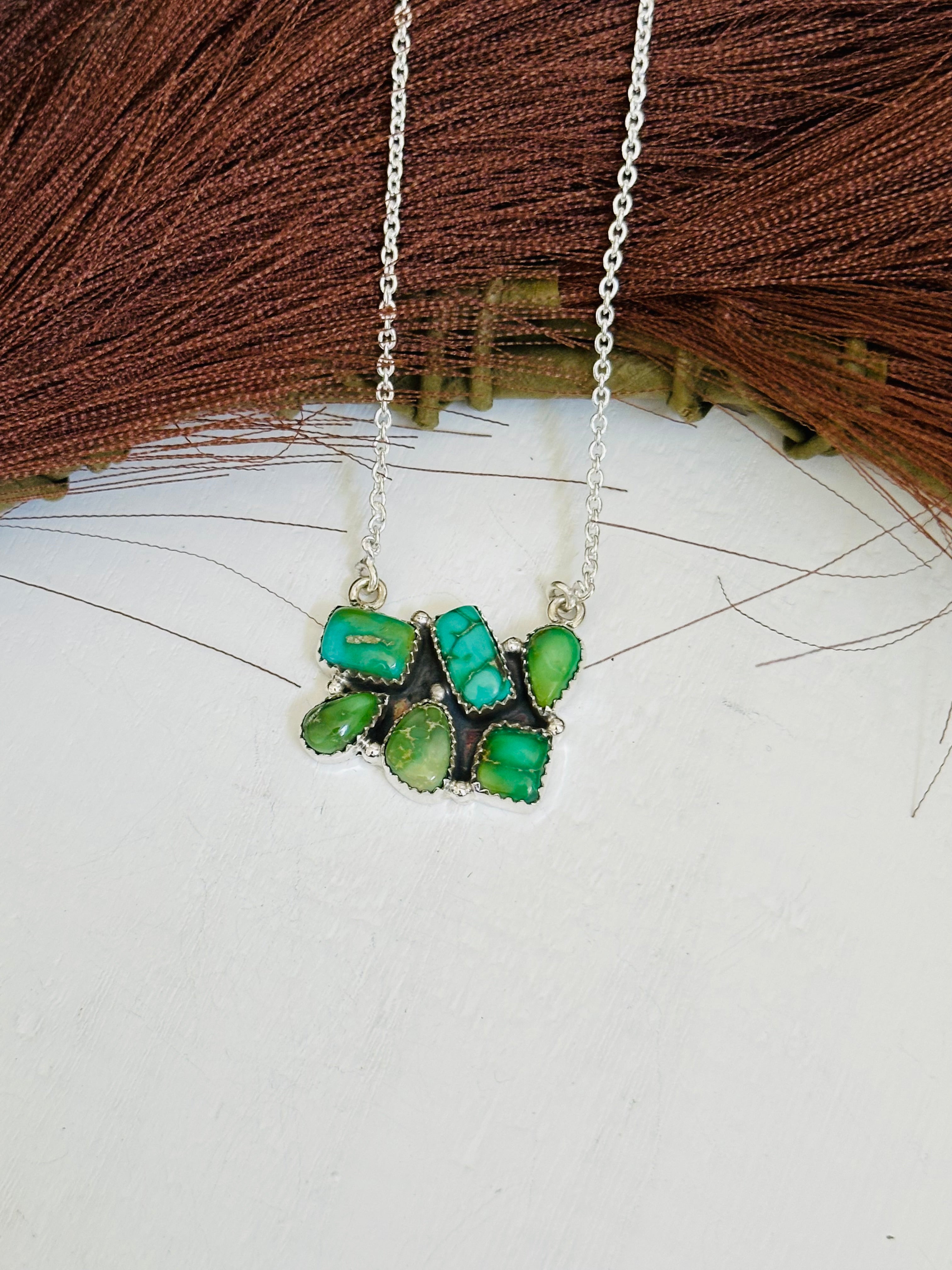 TTD “Million Dollar Baby” Emerald Valley Turquoise & Sterling Silver Necklace