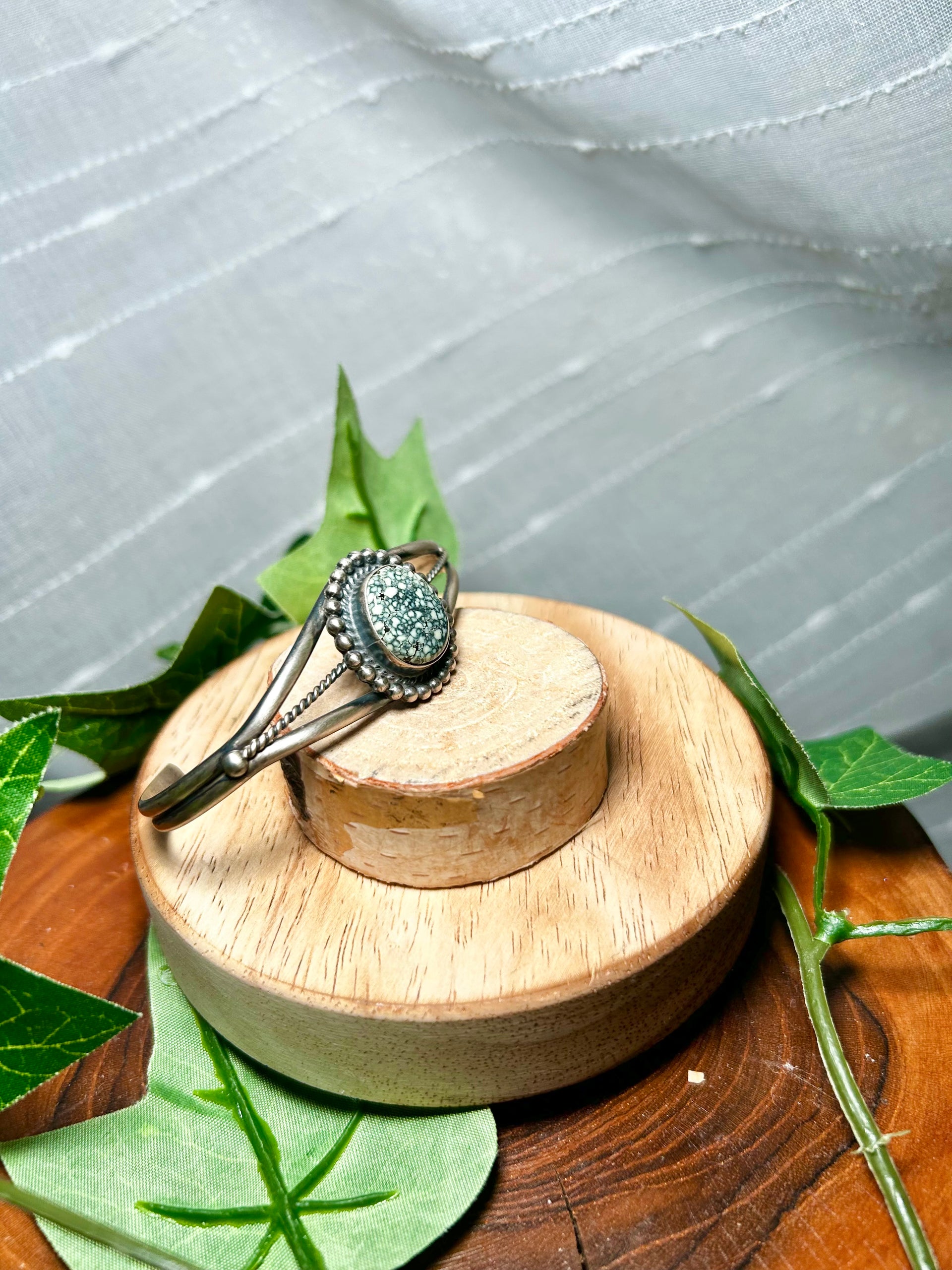 Dave Skeets New Lander Variscite & Sterling Silver Cuff Bracelet