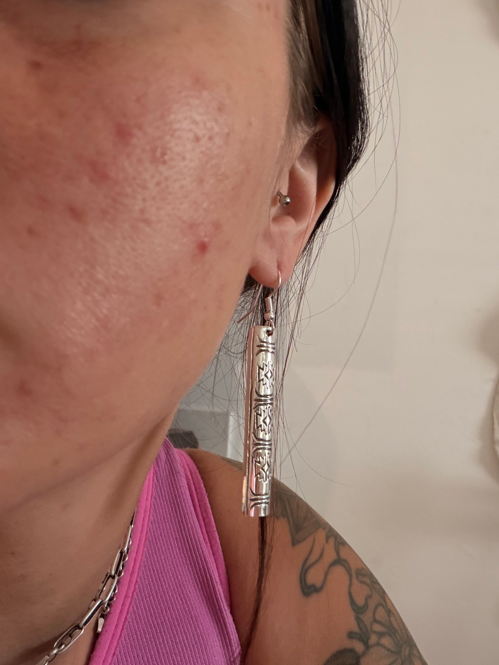 Navajo Made Sterling Silver Dangle Earrings