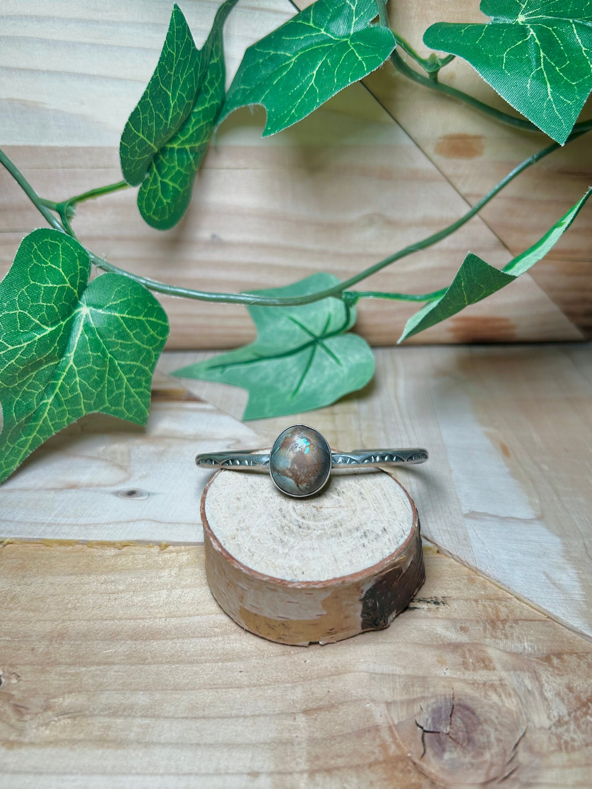 Navajo Made Boulder Turquoise & Sterling Silver Cuff Bracelet