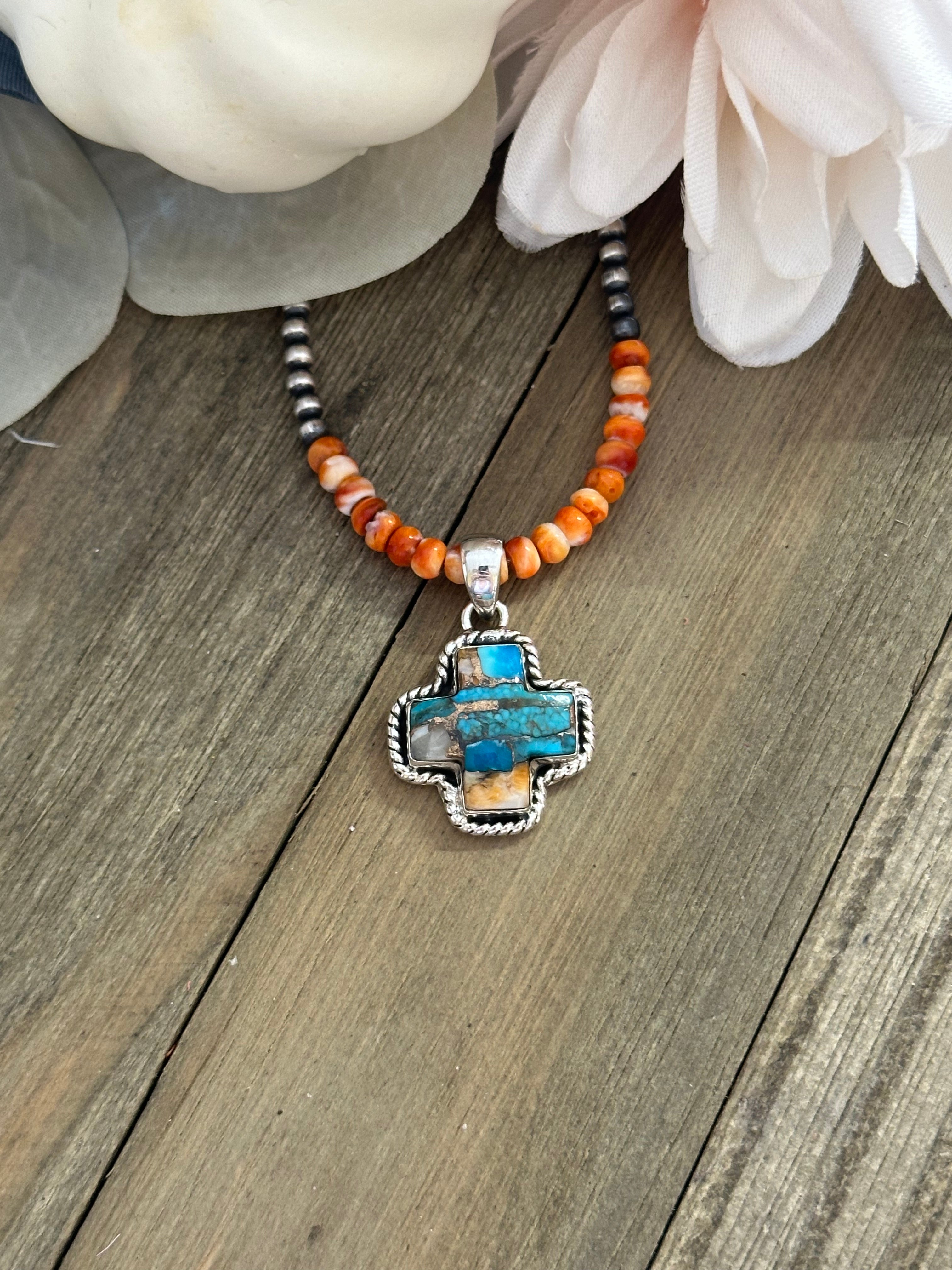 Southwest Handmade Mohave Turquoise & Sterling Silver Pendant