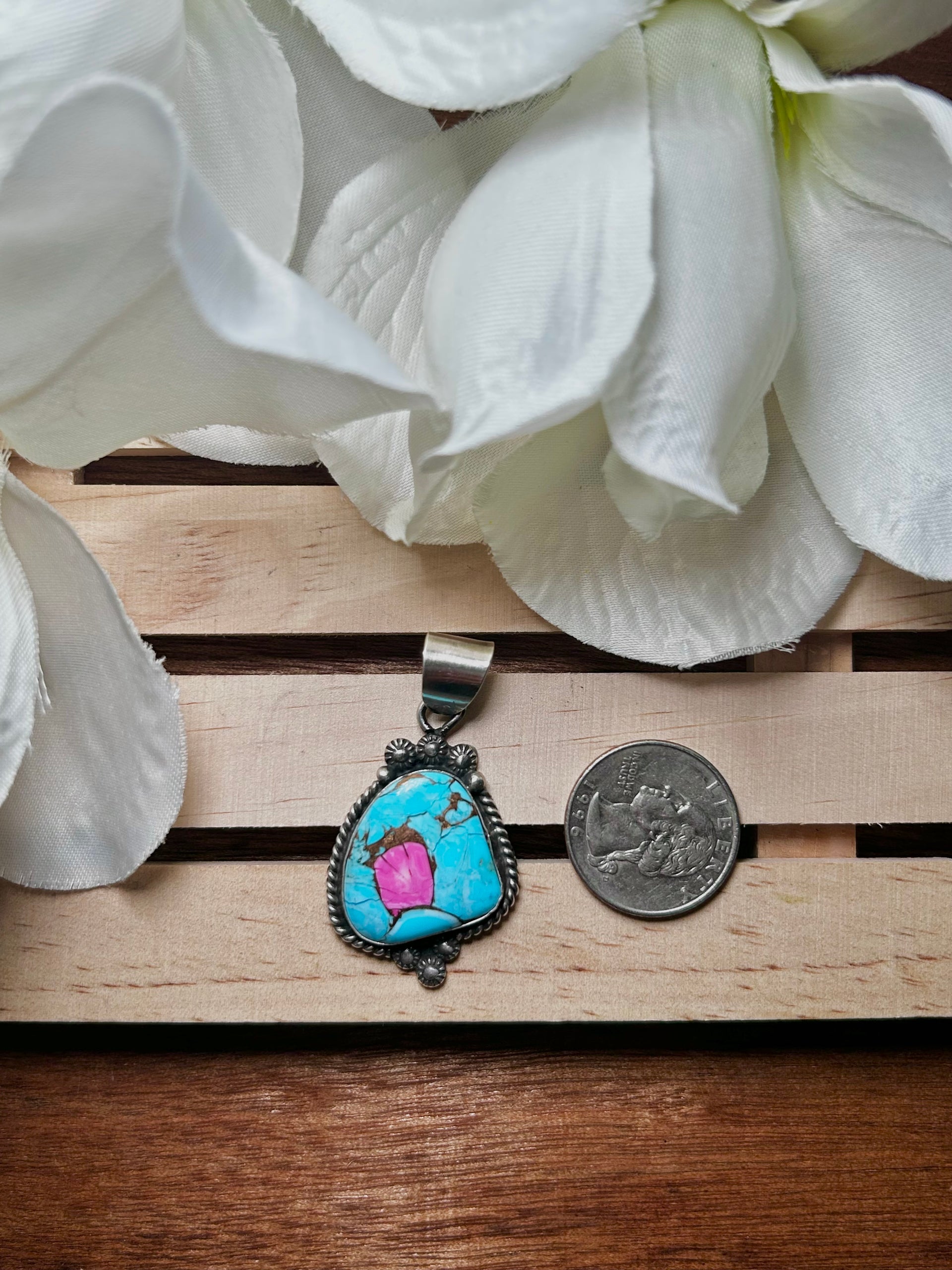 Zachariah David Cotton Candy Dahlia & Sterling Silver Pendant