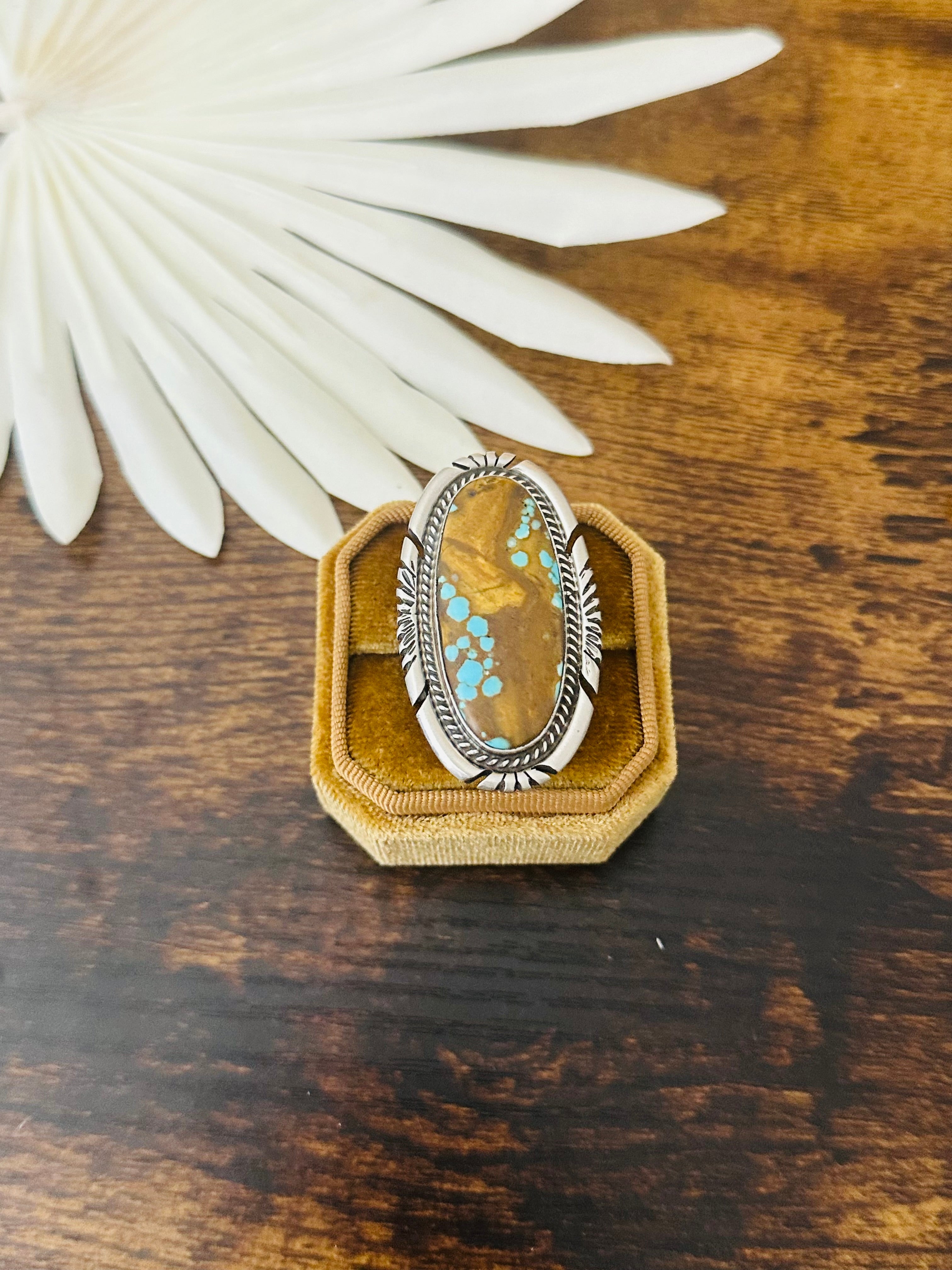 Navajo Number #8 Turquoise & Sterling Silver Ring Size 7