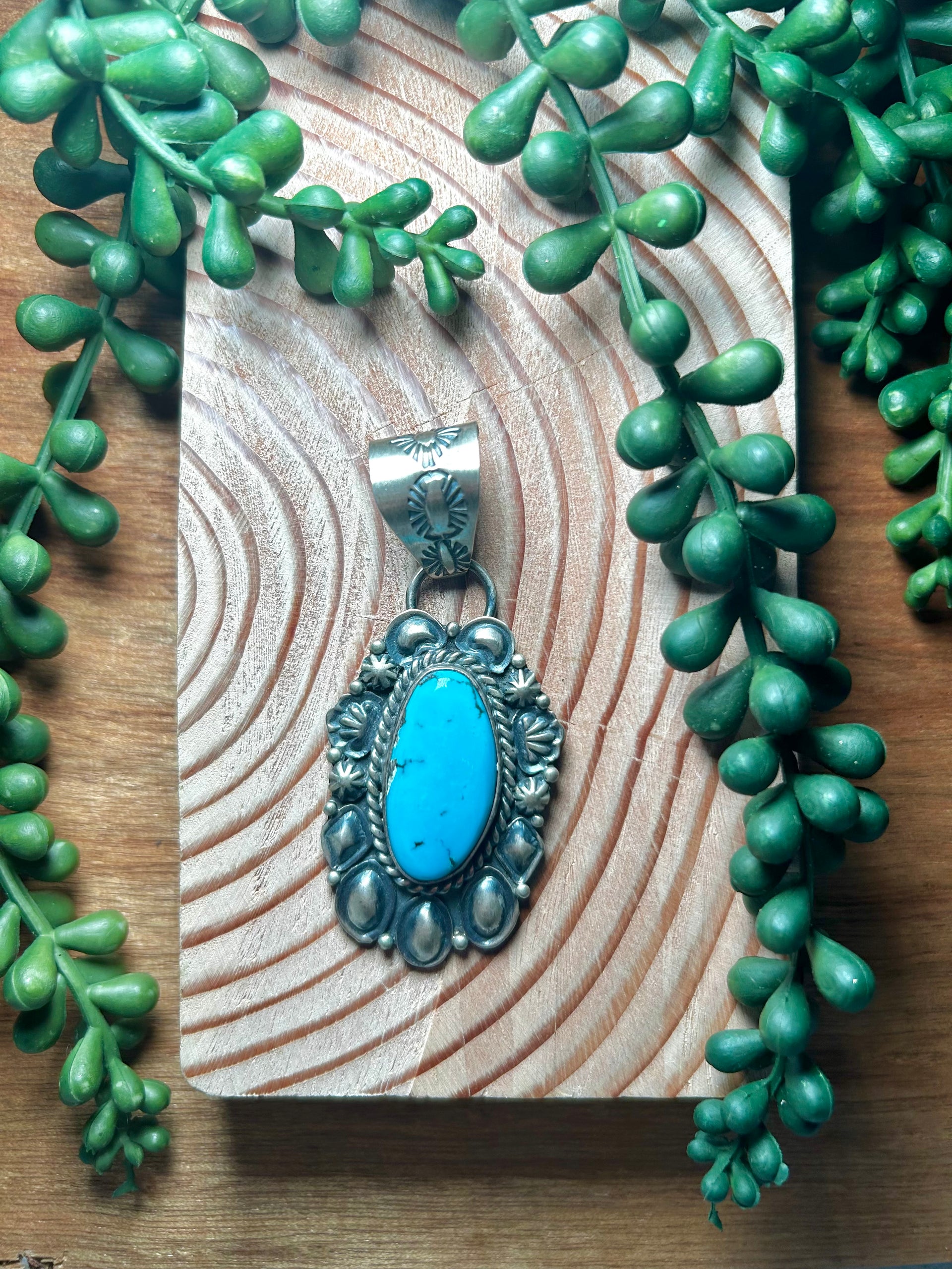 Jeff James Jr Kingman Turquoise & Sterling Silver Pendant
