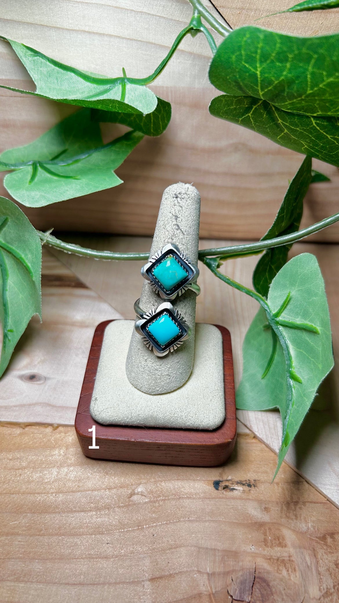 Eugene Belone Kingman Turquoise & Sterling Sliver Cluster Adjustable Ring