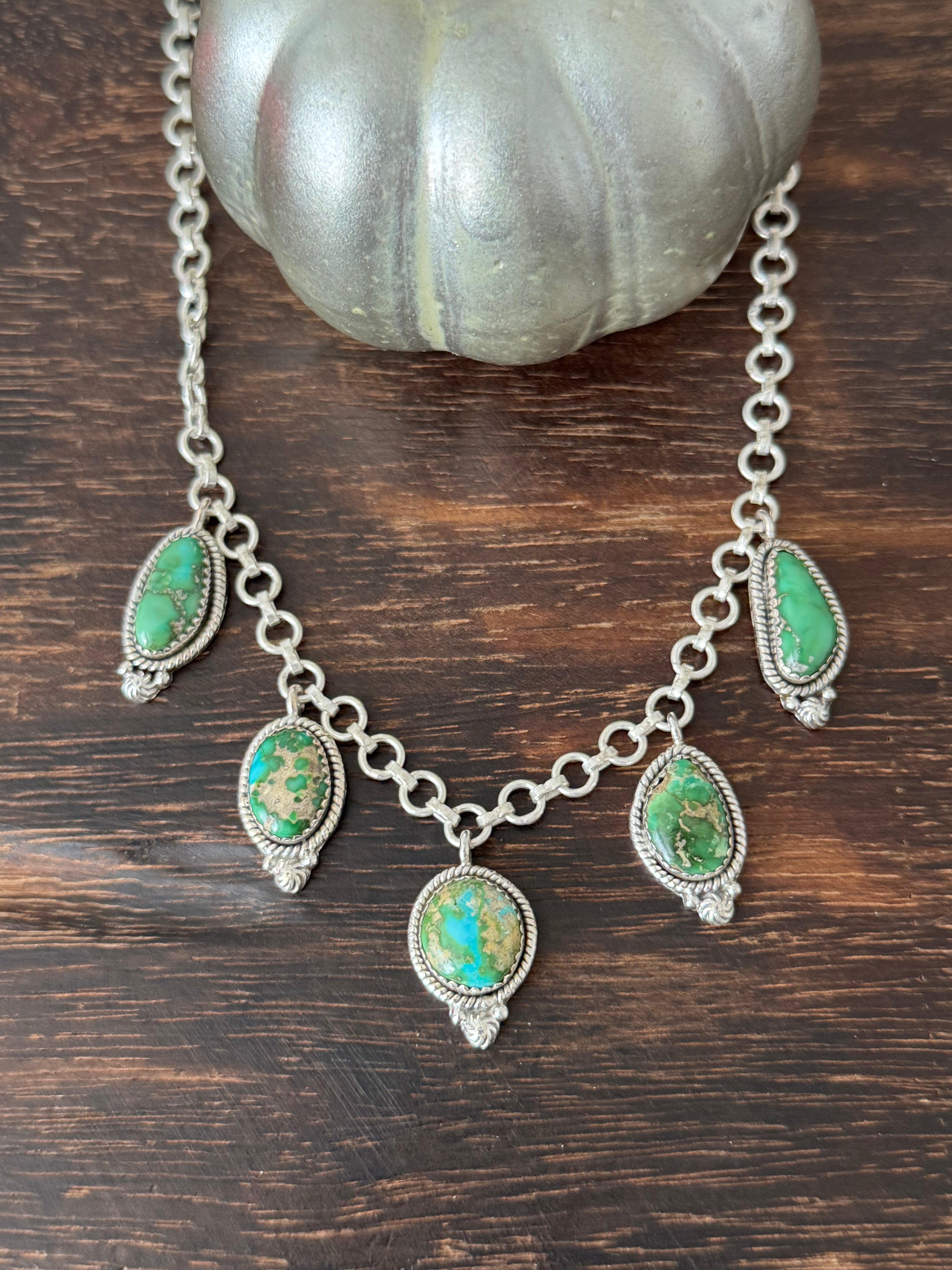 Southwest Handmade Sonoran Mountain Turquoise & Sterling Silver Necklace