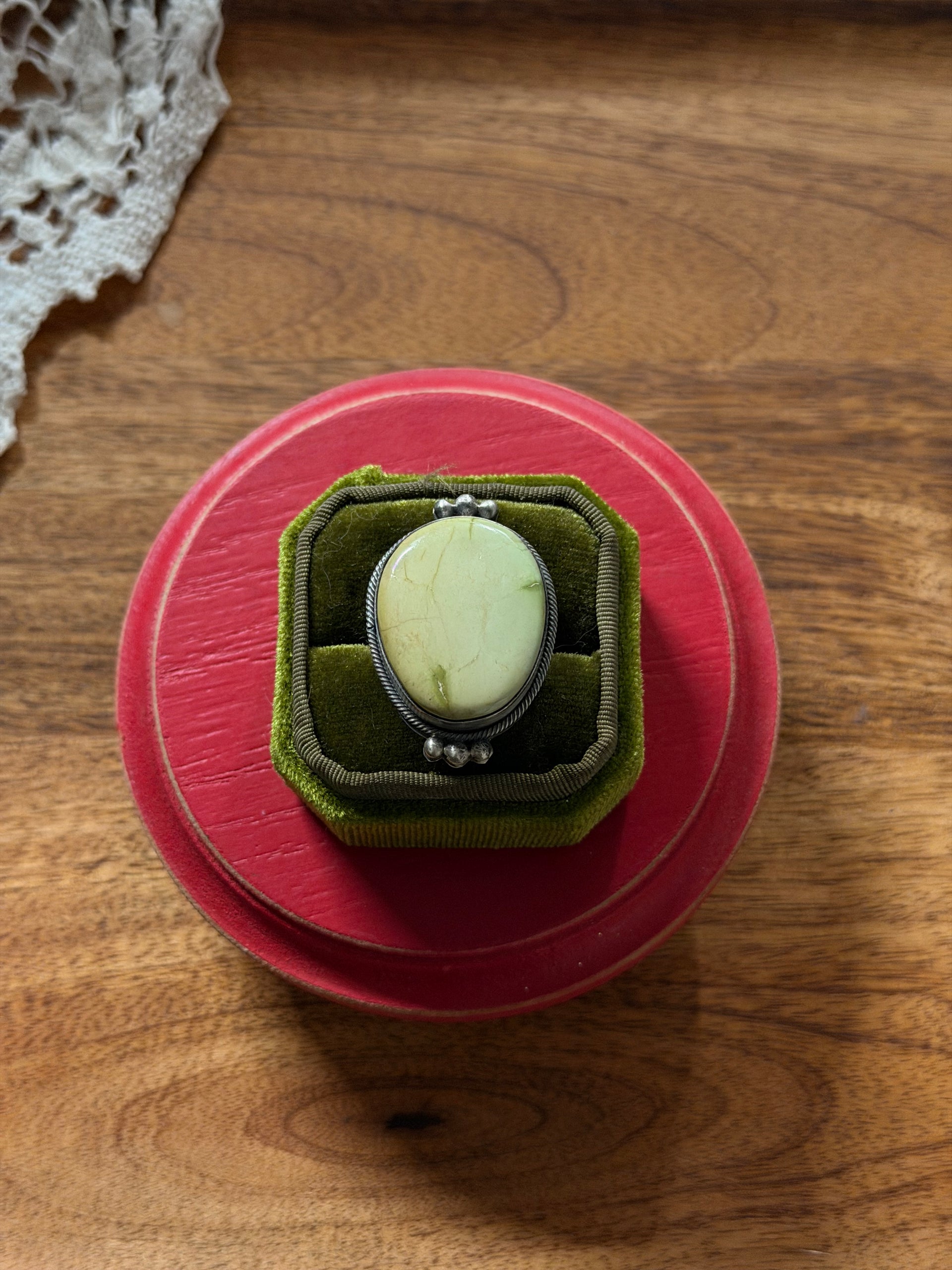 Scott Skeets Serpentine & Sterling Silver Ring Size 6.25