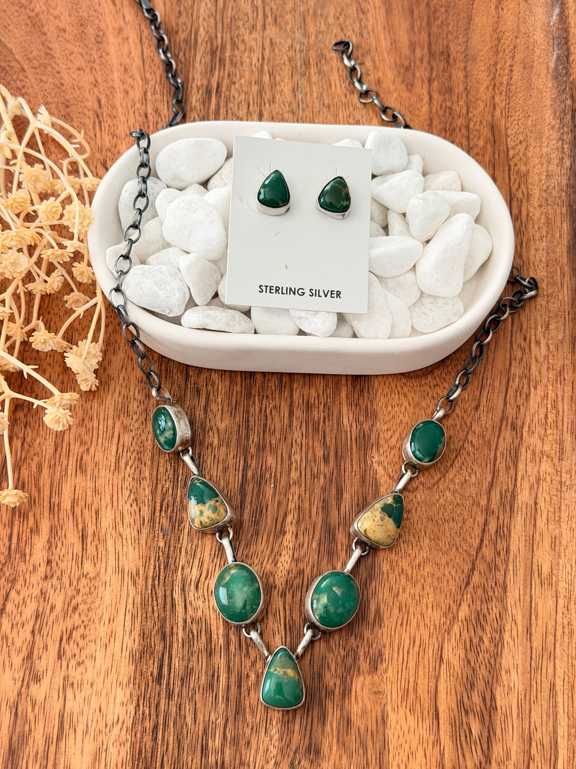 Augustine Largo Fox Turquoise & Sterling Silver Necklace Set