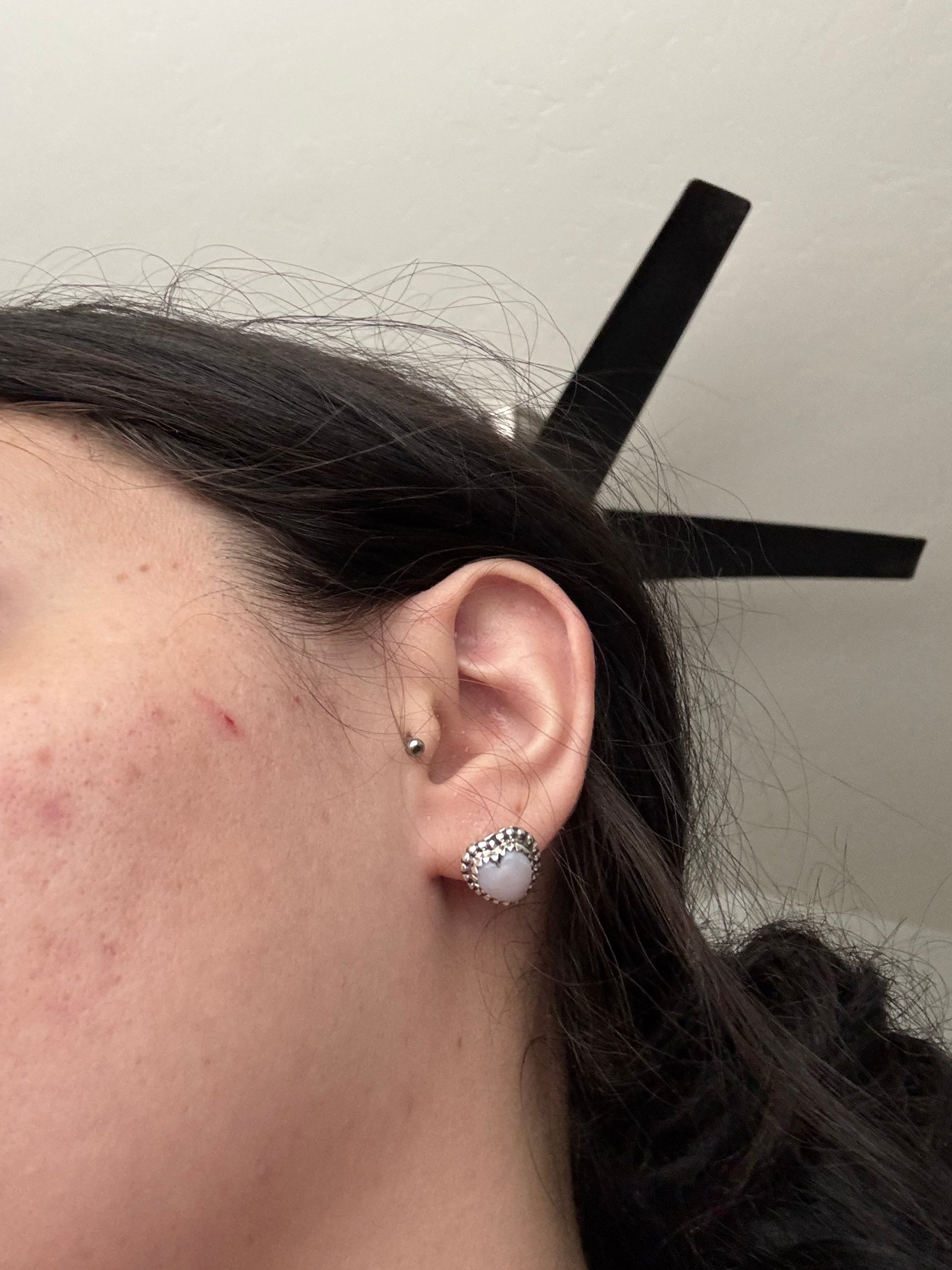 Southwest Handmade Peruvian Pink Opal & Sterling Silver Heart Post Earrings