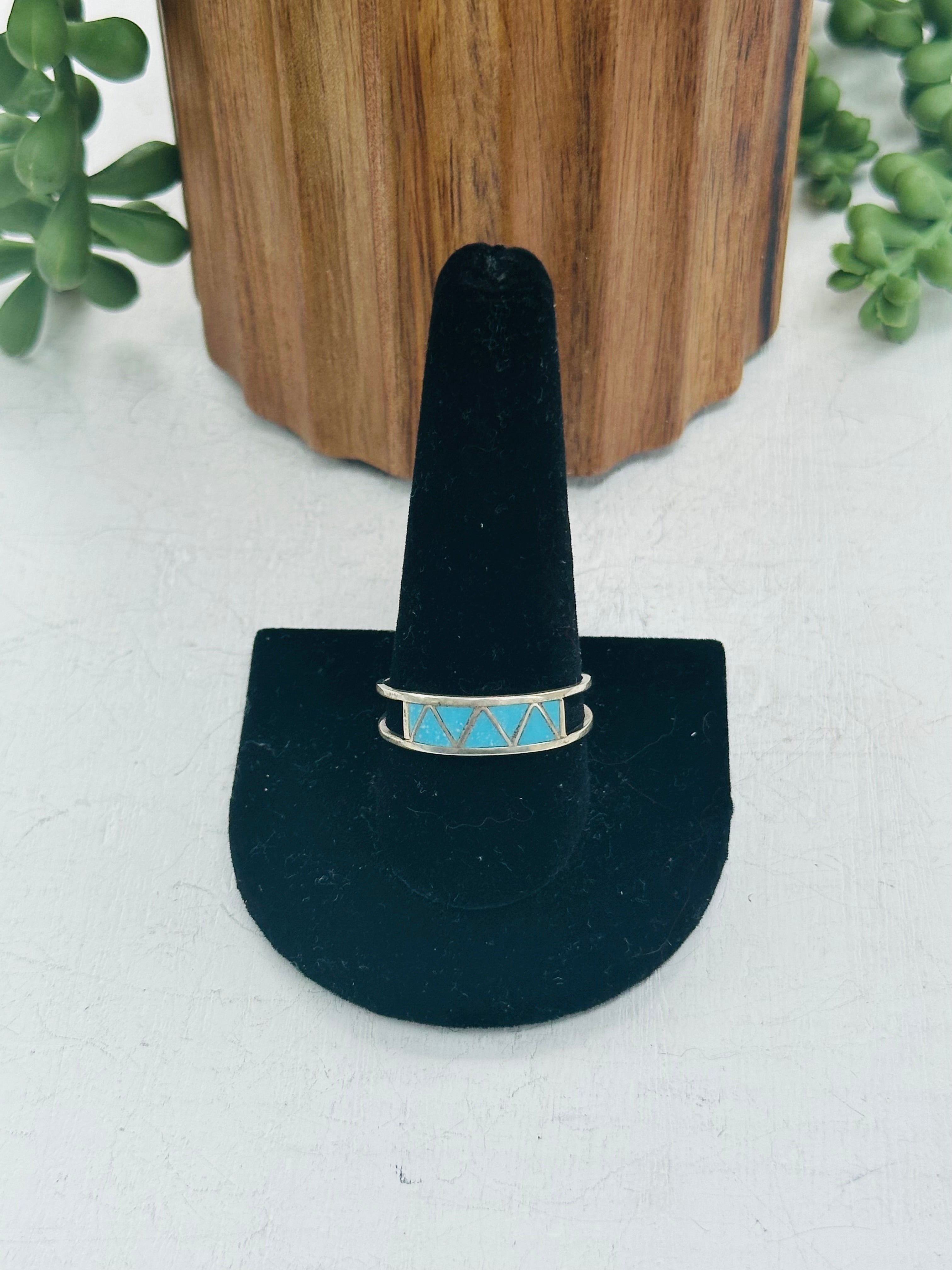 Navajo Made Sterling Silver Inlay Ring