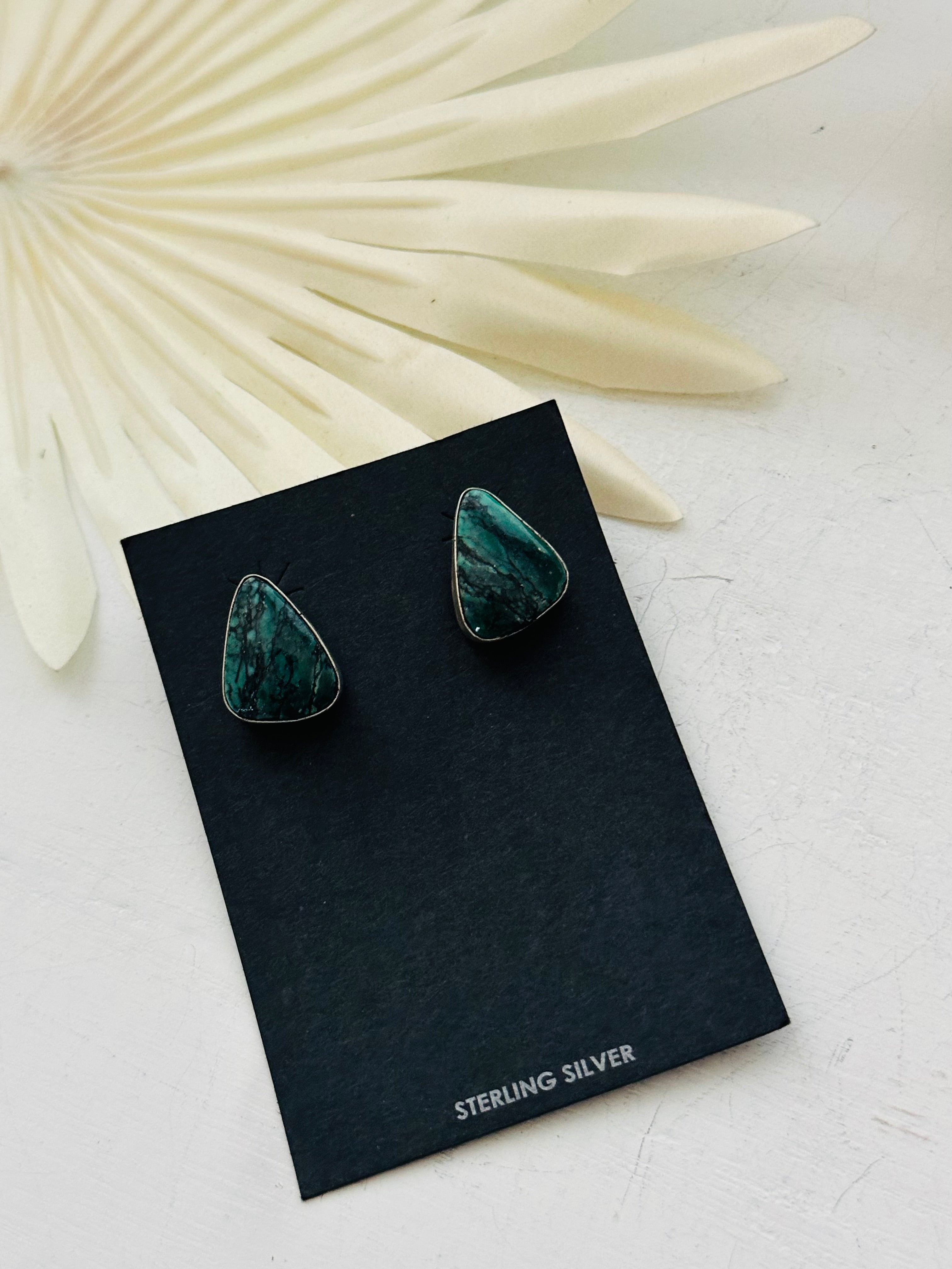 Alfred Martinez New Lander Turquoise & Sterling Silver Post Earrings