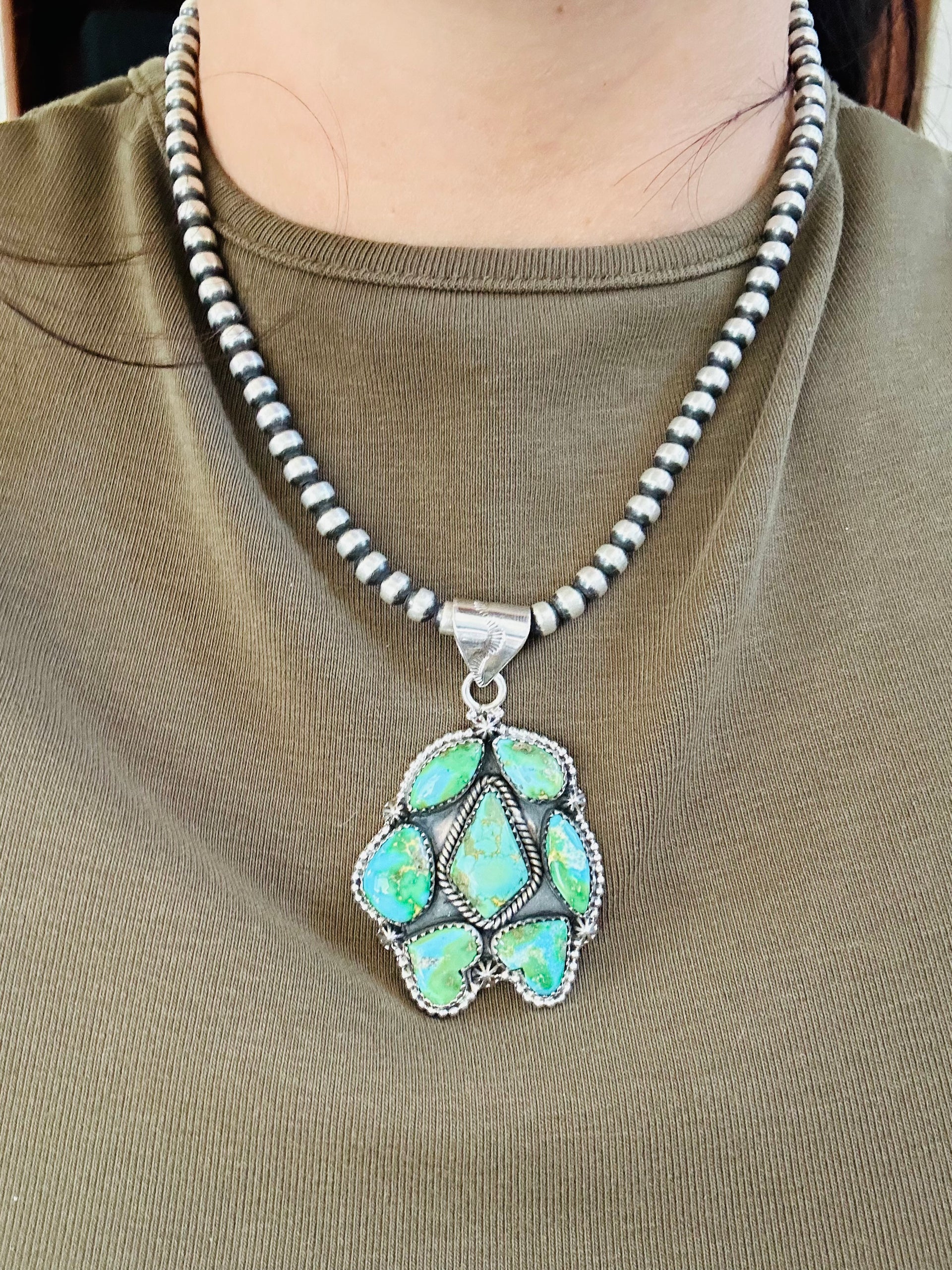 Southwest Handmade Sonoran Mountain Turquoise & Sterling Silver Pendant