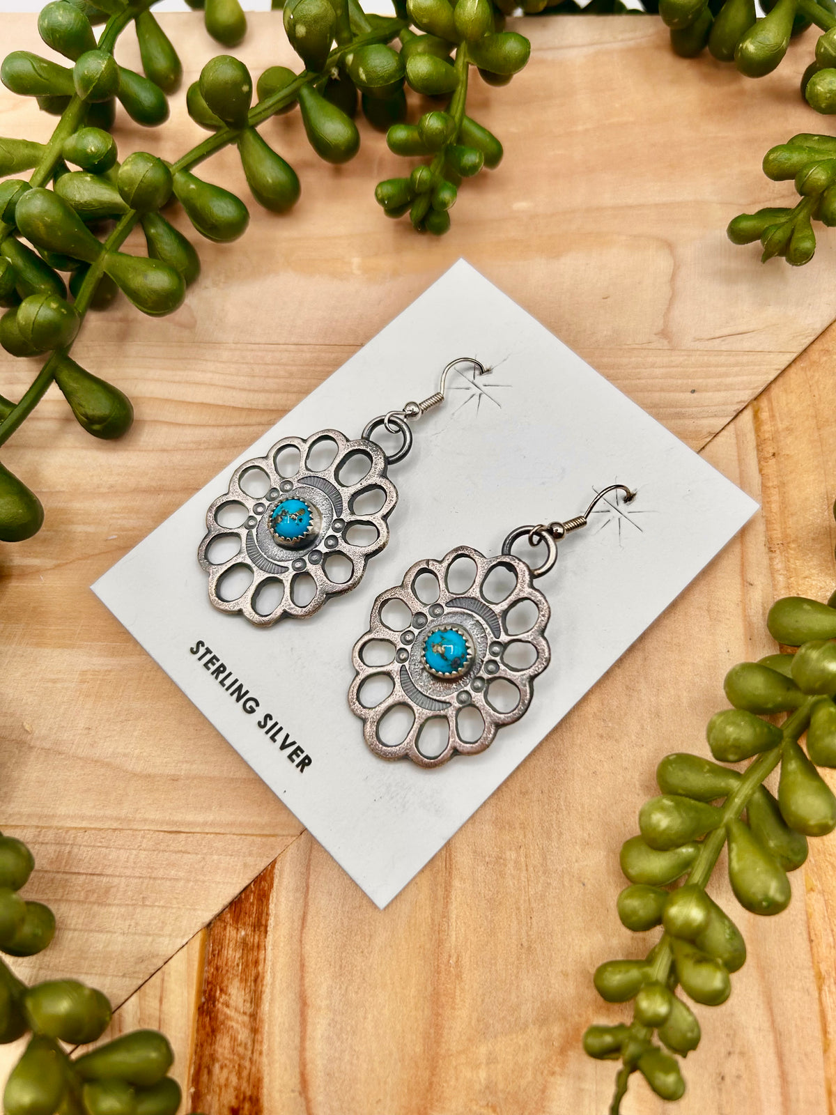 Kevin Billah Kingman Turquoise & Sterling Silver Hook Earrings