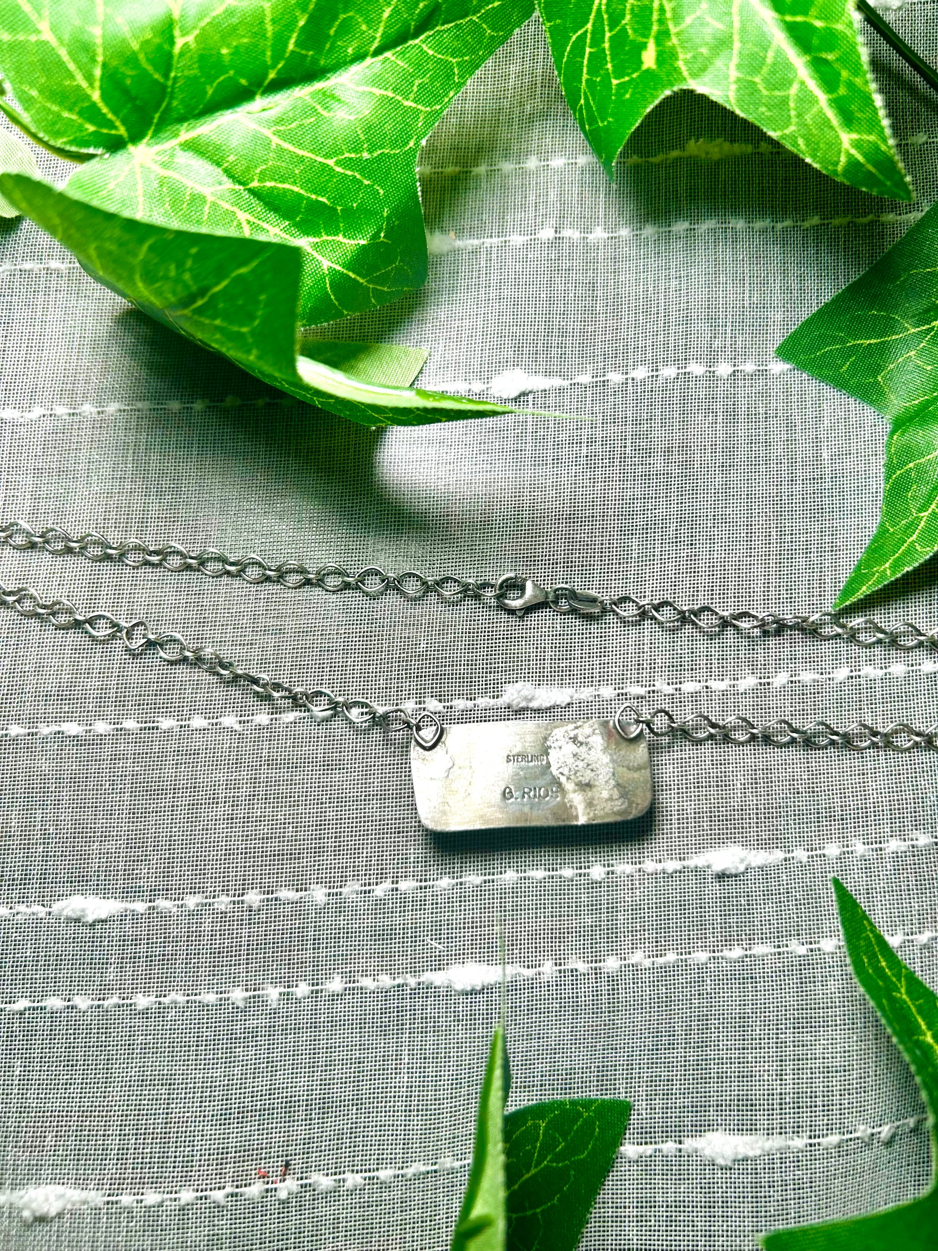 Navajo Made Rose Dahlia & Sterling Silver Necklace