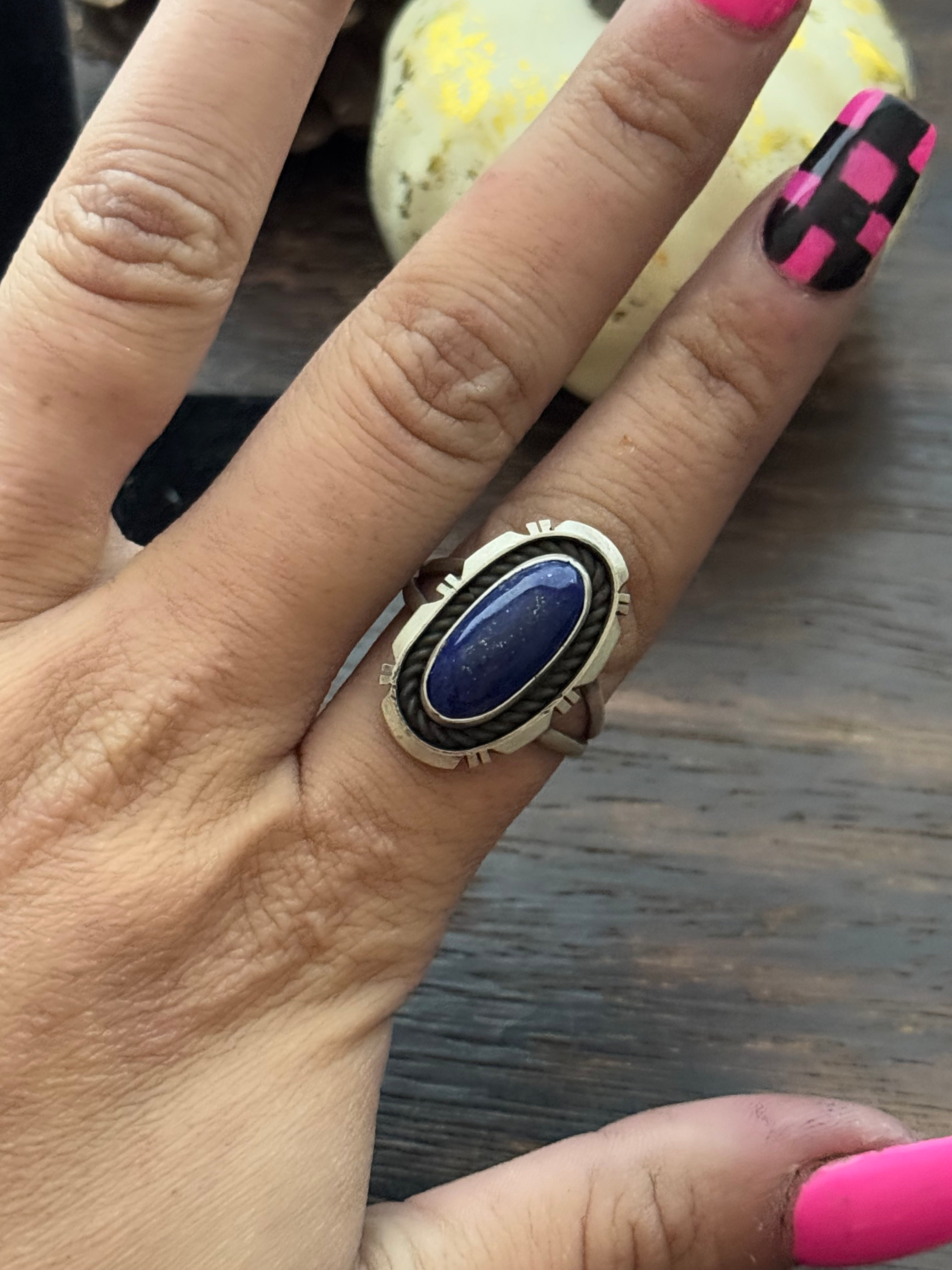 Navajo Made Lapis & Sterling Silver Ring