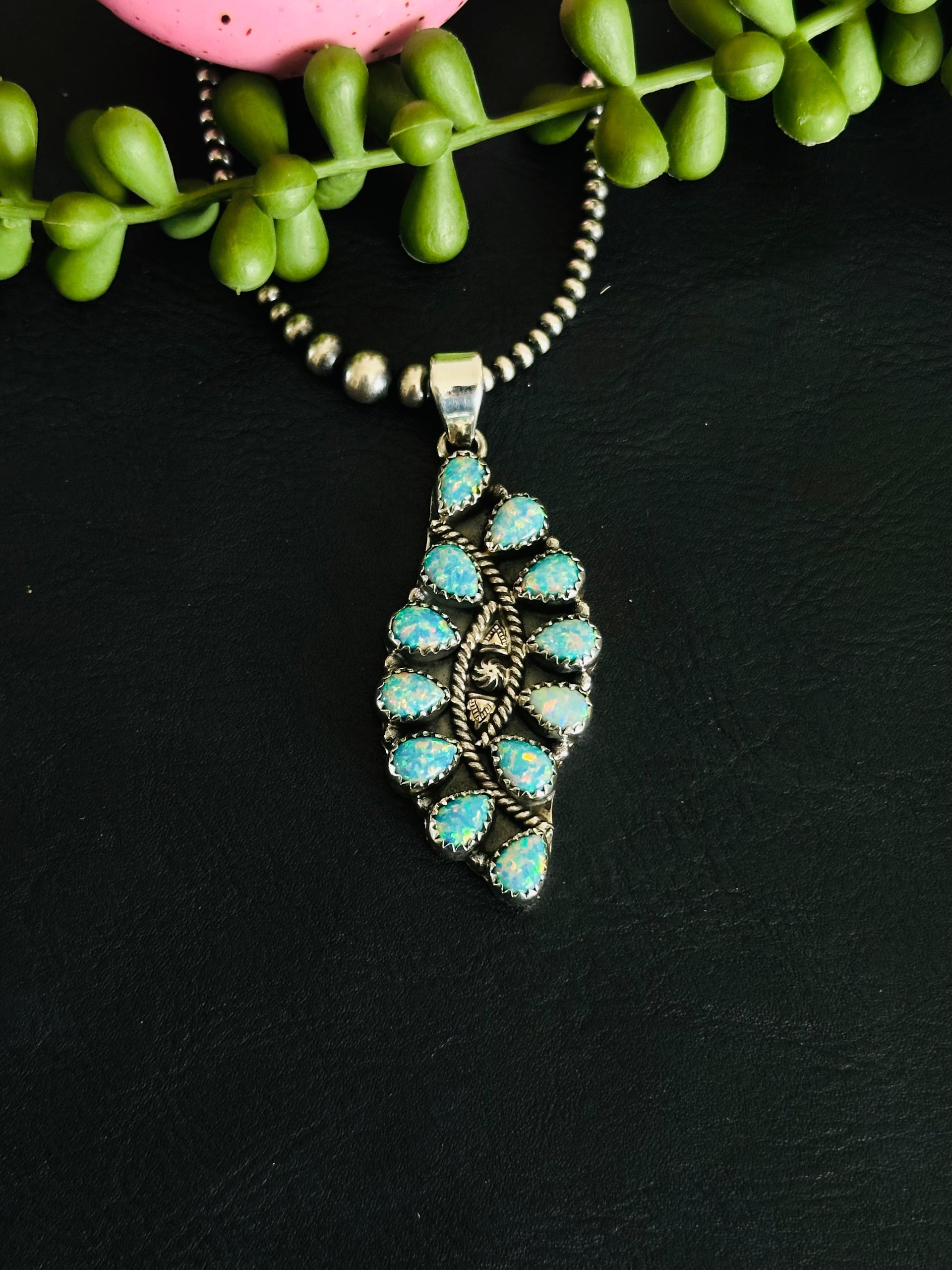 TTD “Twin Flame” Blue Opal & Sterling Silver Pendant