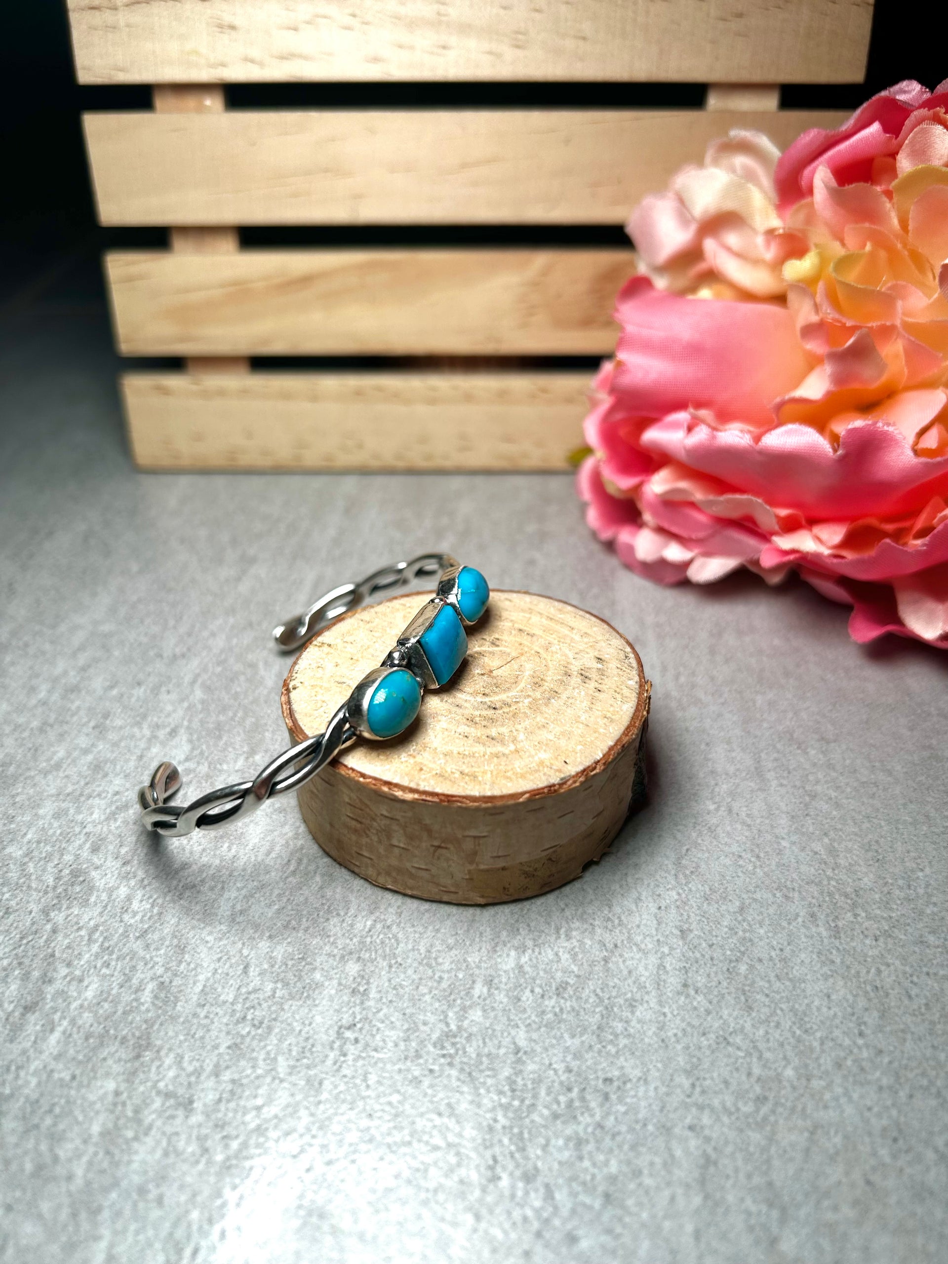 Navajo Made Kingman Turquoise & Sterling Silver Cuff Bracelet