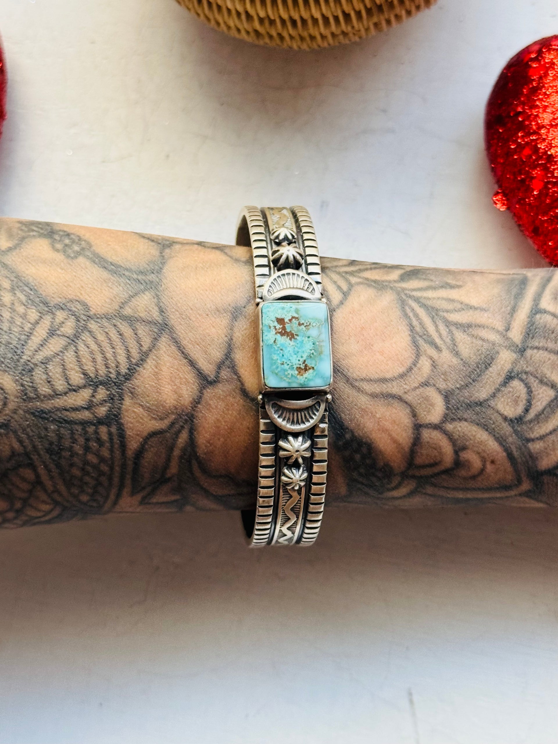 Francis Yazzie Dry Creek Turquoise & Sterling Silver Cuff Bracelet