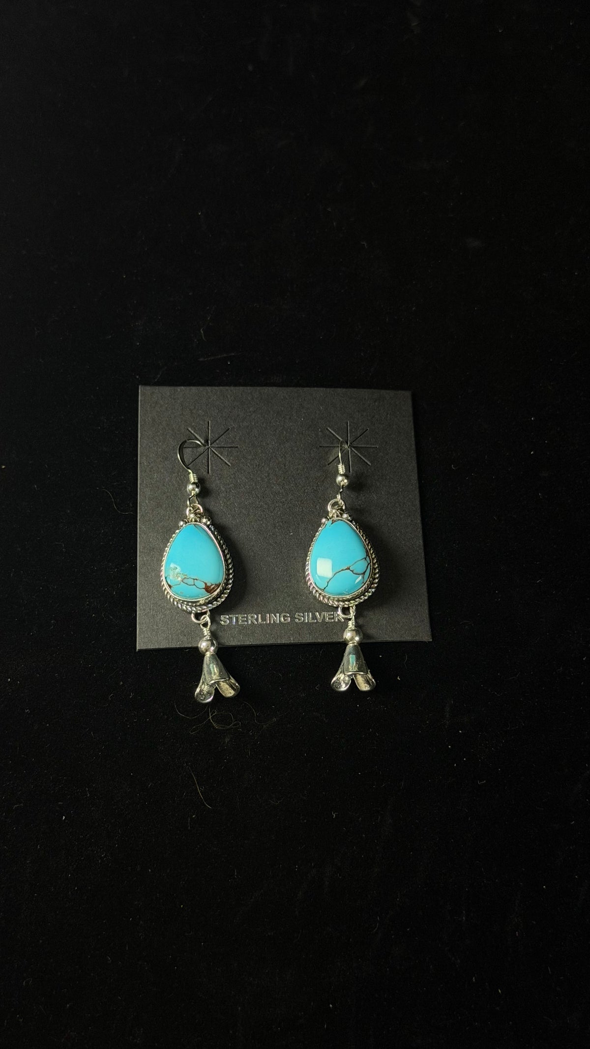Navajo Made Egyptian Turquoise & Sterling Silver Dangle Earrings