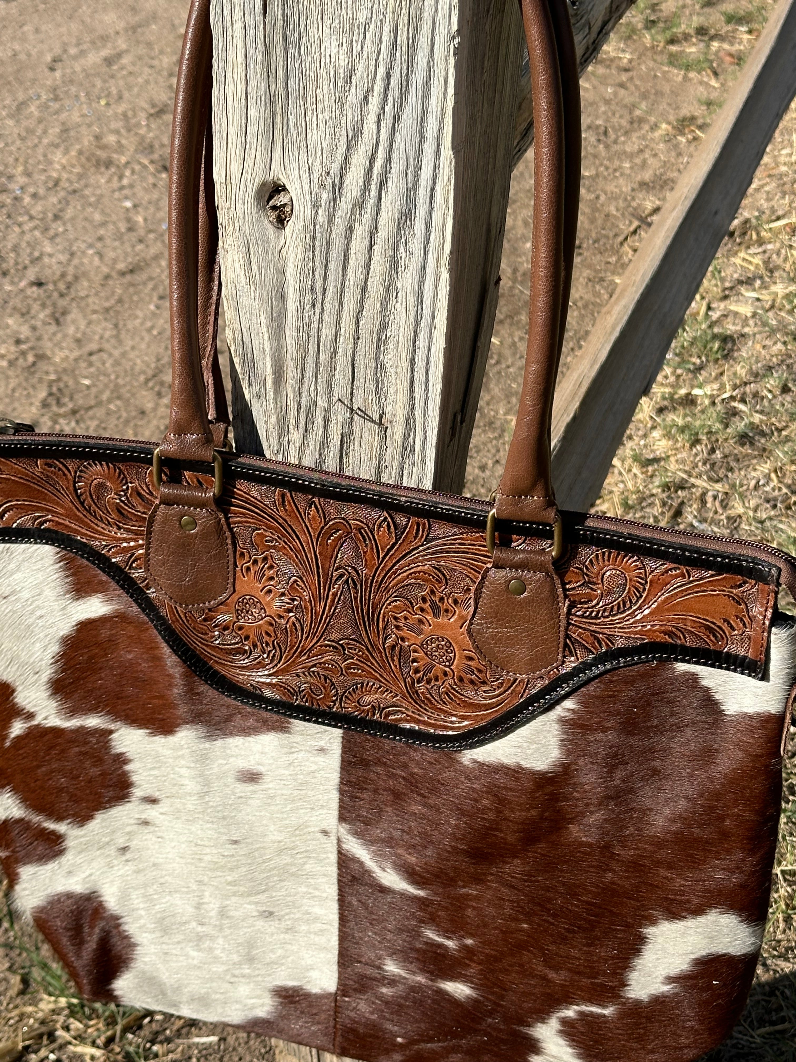 Genuine Tooled Leather Cowhide Purse