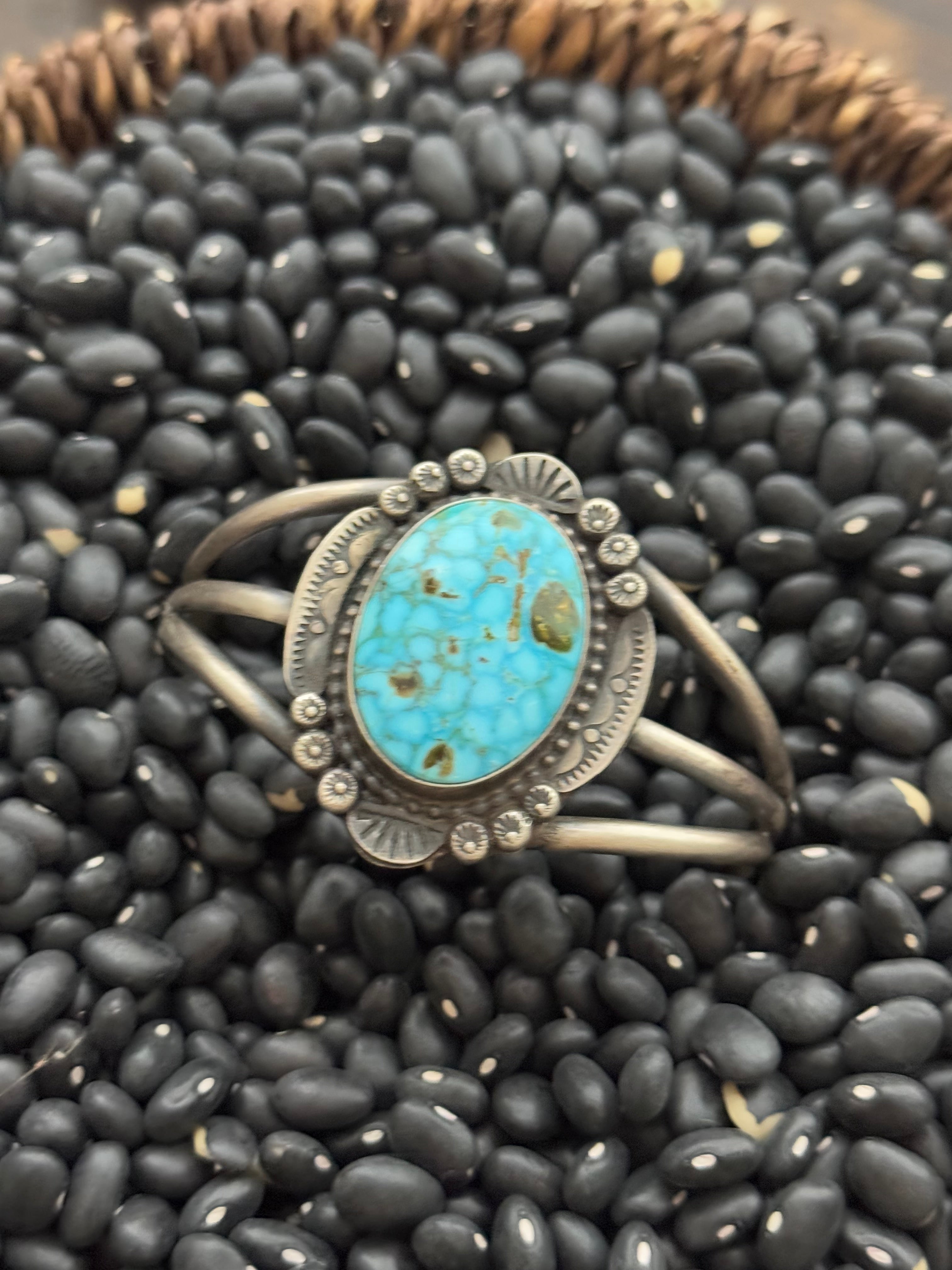 Sheila Becenti Birdseye Kingman Turquoise & Sterling Silver Cuff Bracelet