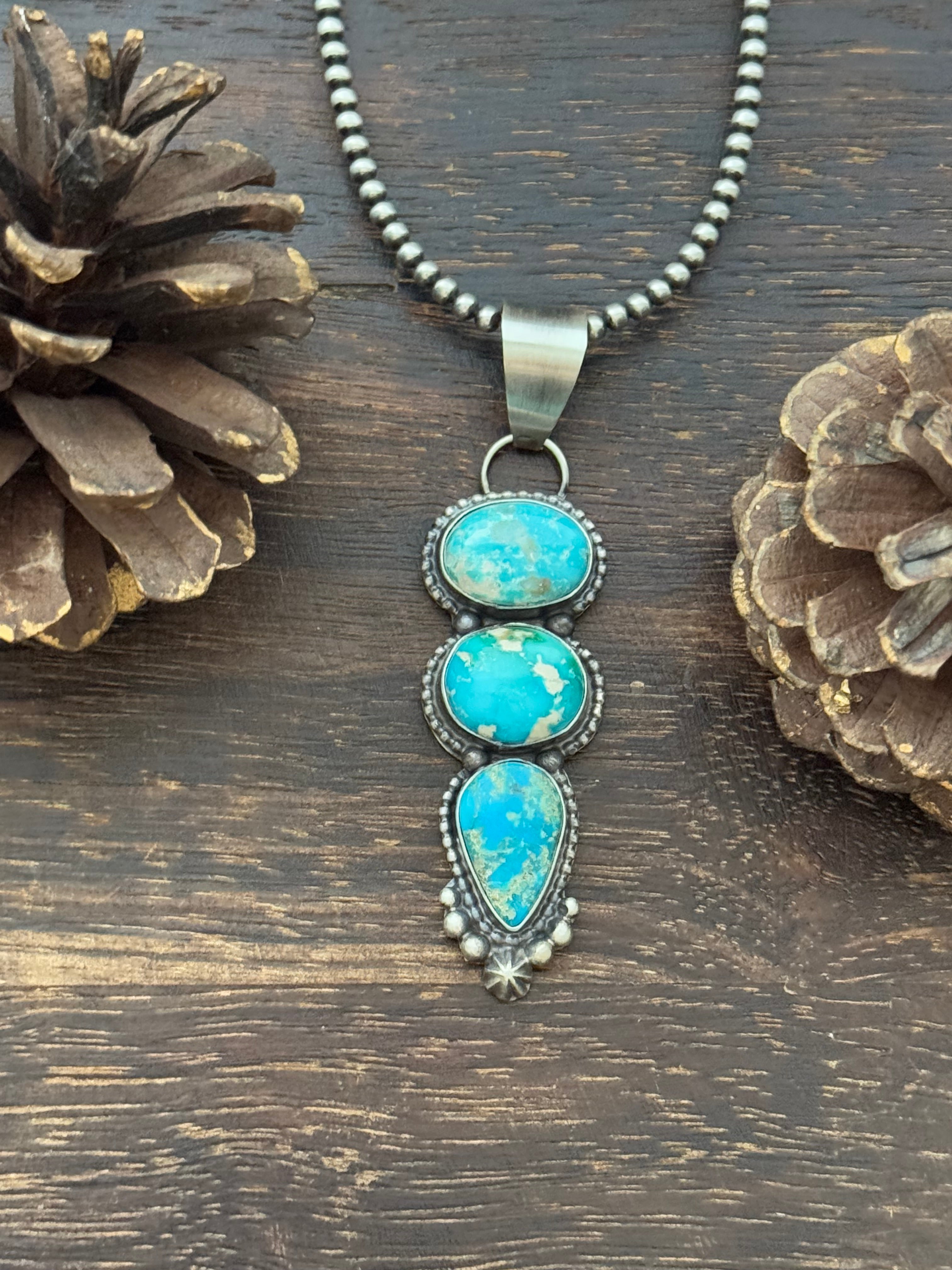 Lorenzo Juan Blue Ridge Turquoise & Sterling Silver Cluster Pendant