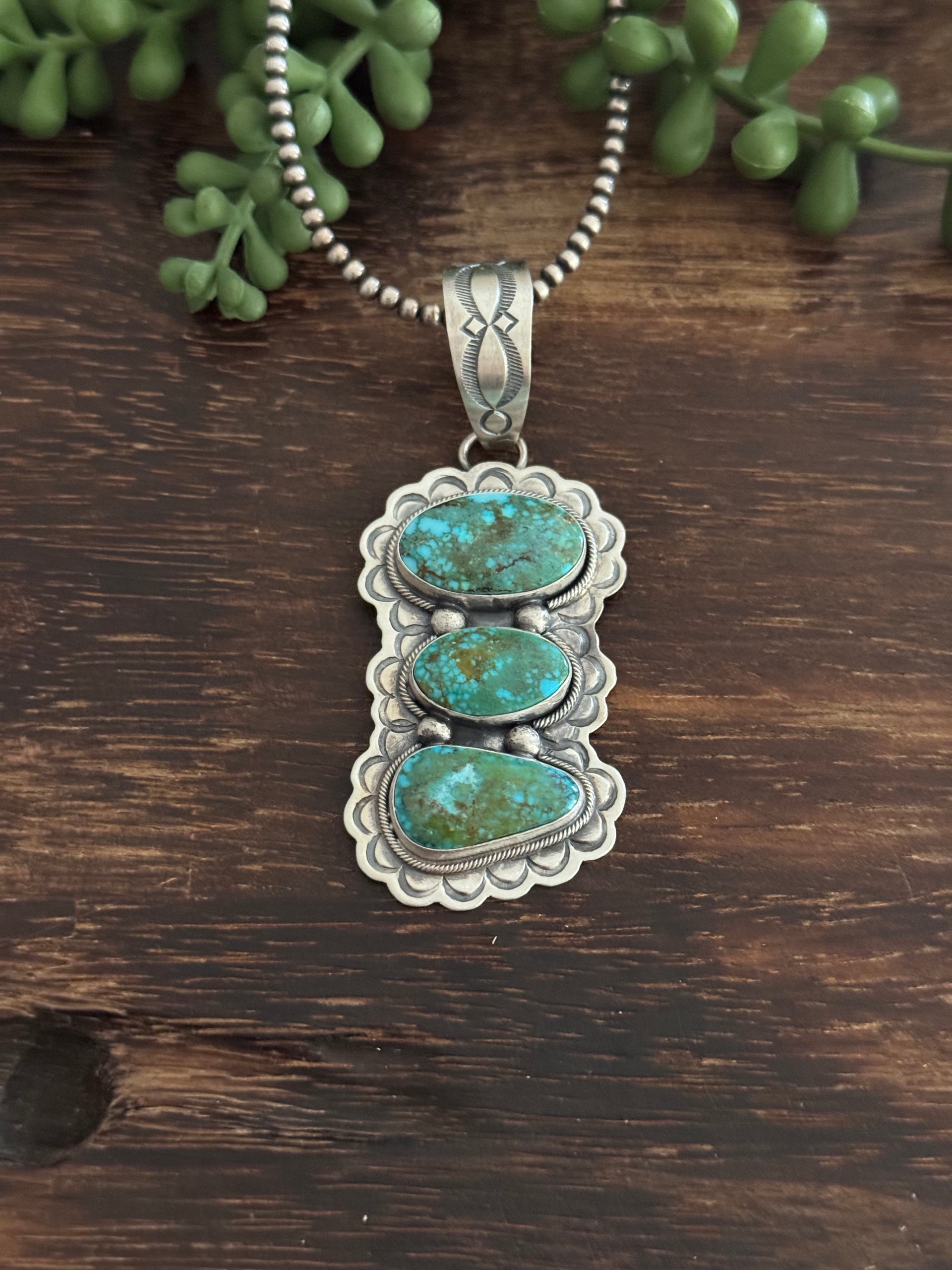 Danny Henio Kingman Turquoise & Sterling Silver Pendant