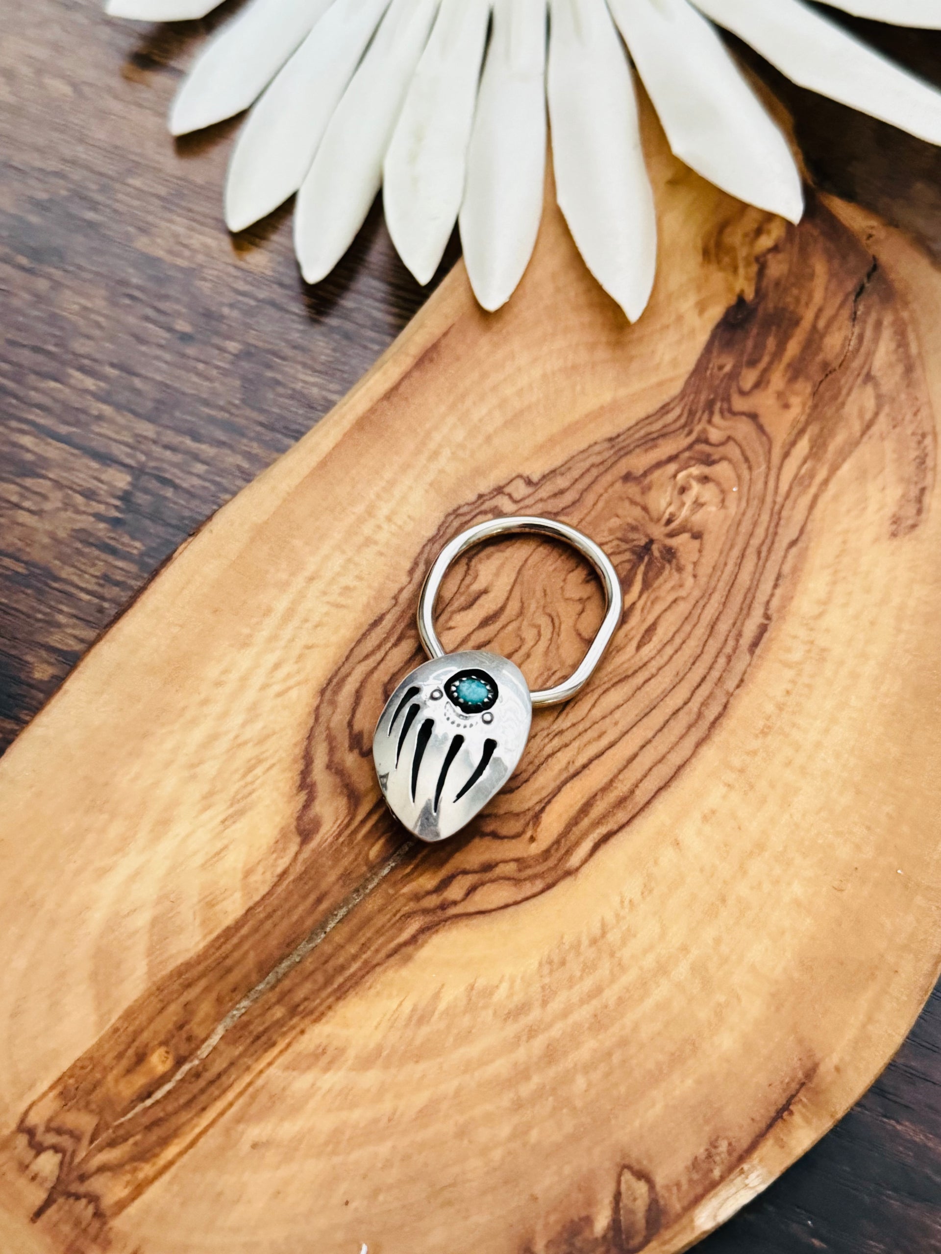 Navajo Made Kingman Turquoise & Sterling Silver Key Chain