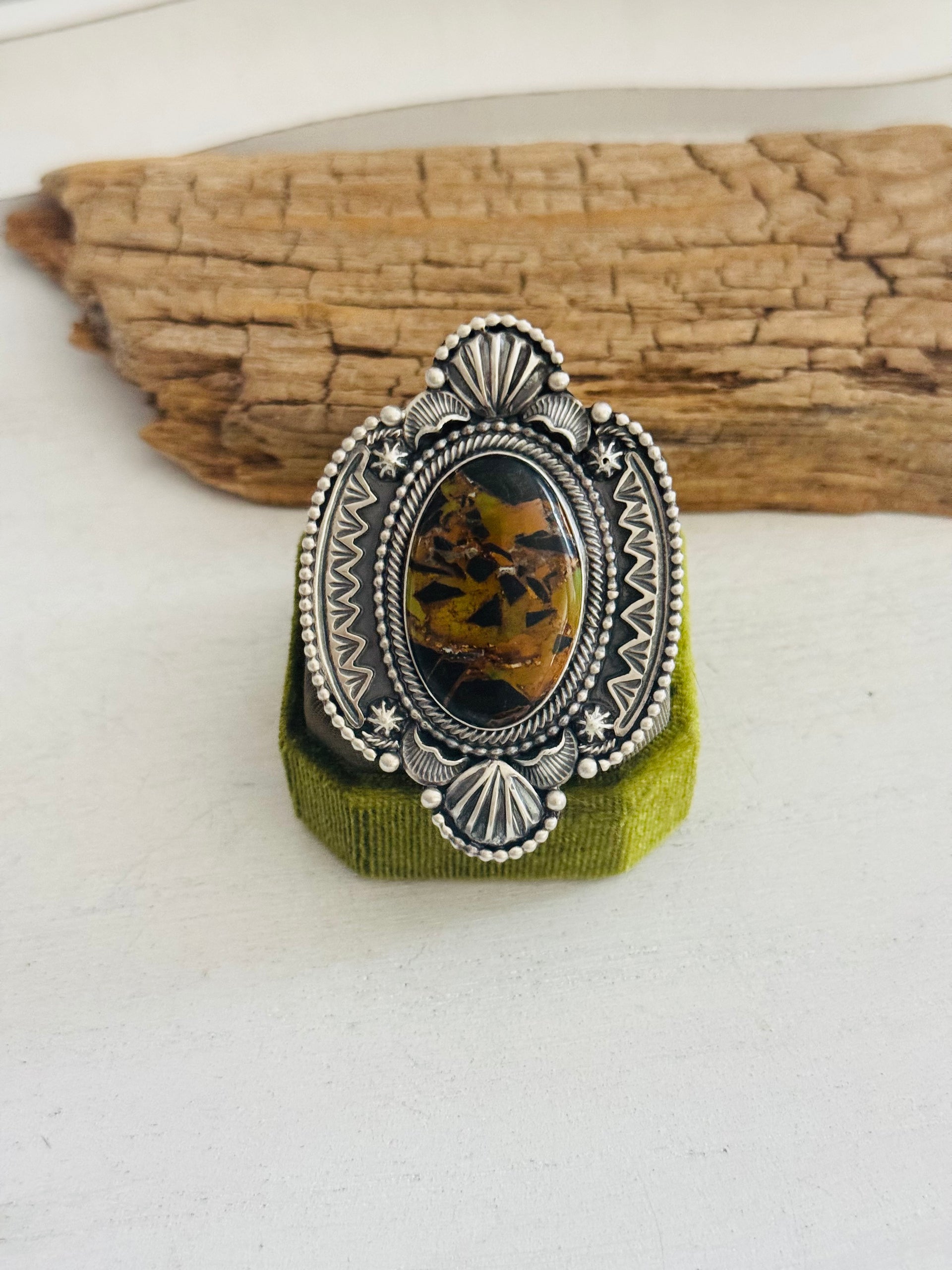 Randy Boyd Black Jack Turquoise & Sterling Silver Ring Size 7.5