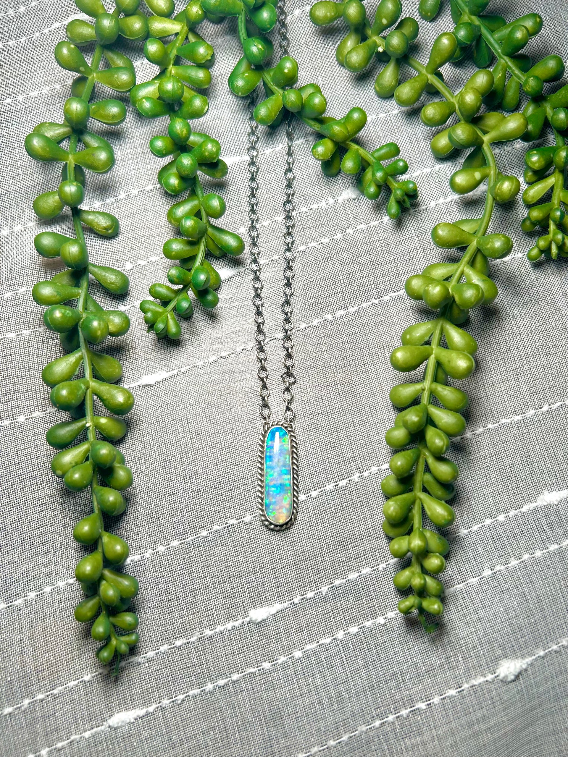 Navajo Made Opal & Sterling Silver Necklace