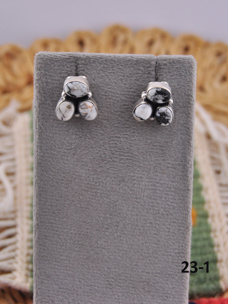Southwest Handmade White Buffalo & Sterling Silver Post Earrings