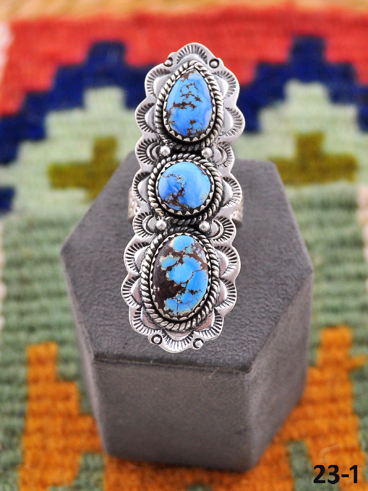 Southwest Handmade Golden Hills Turquoise & Sterling Silver Adjustable Ring