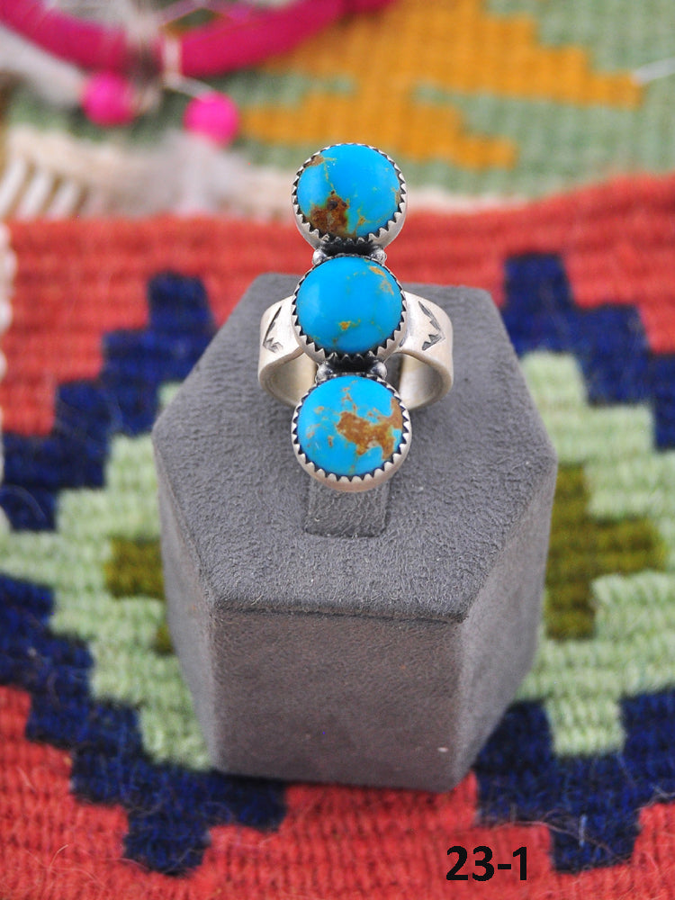 Southwest Made Kingman Turquoise & Sterling Silver Adjustable Ring