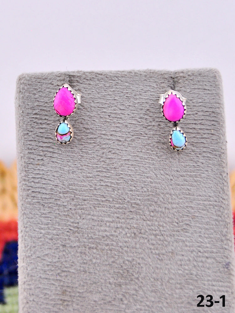 Southwest Made Cotton Candy Turquoise & Sterling Silver Post Earrings