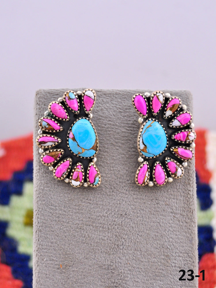 Southwest Made Cotton Candy Mohave & Sterling Silver Post Earrings