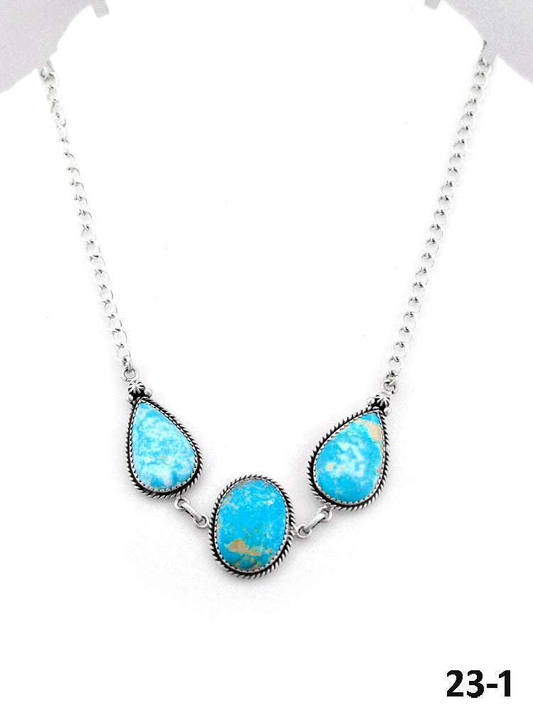 Southwest Handmade South Hill Turquoise & Sterling Silver Necklace