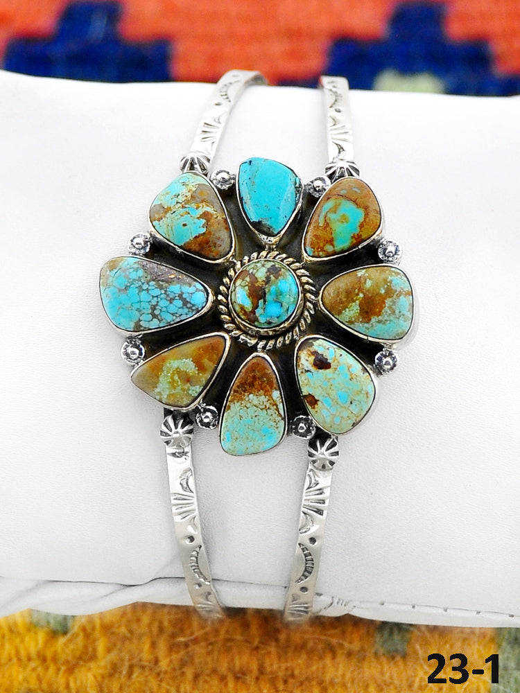 Southwest Handmade #8 Turquoise & Sterling Silver Cuff Bracelet