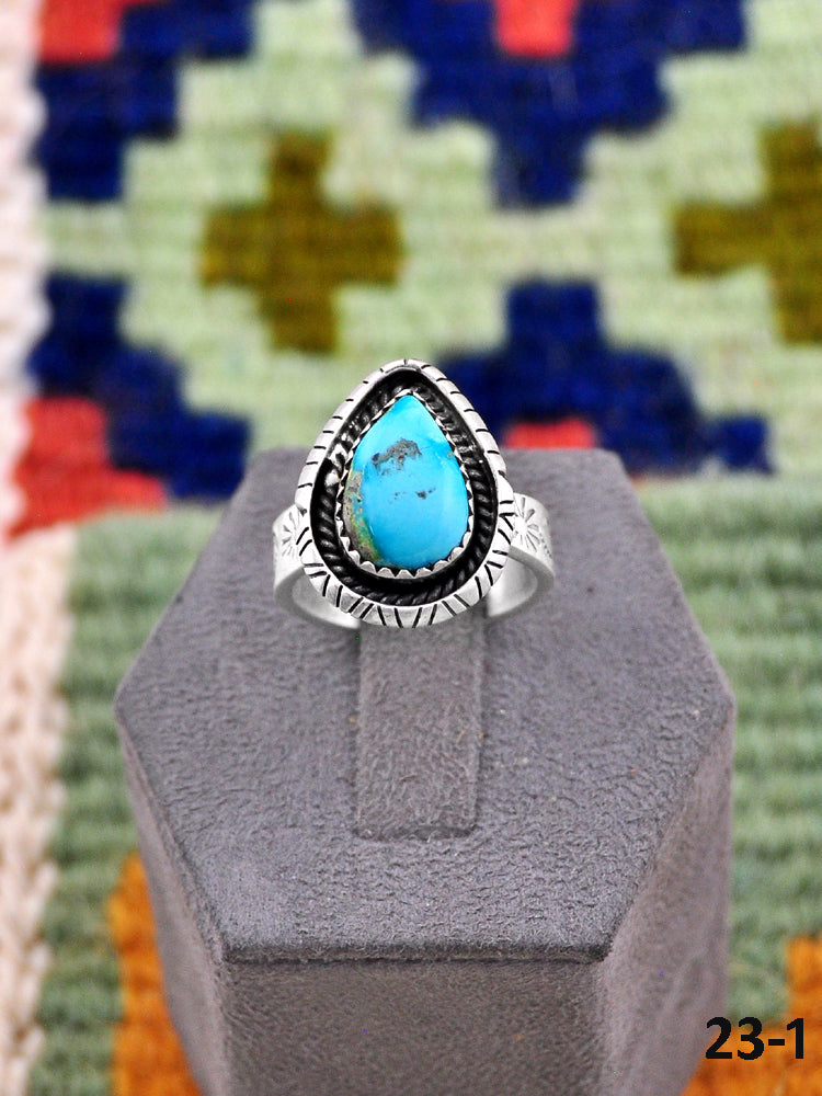 Southwest Made South Hill Turquoise & Sterling Silver Adjustable Ring