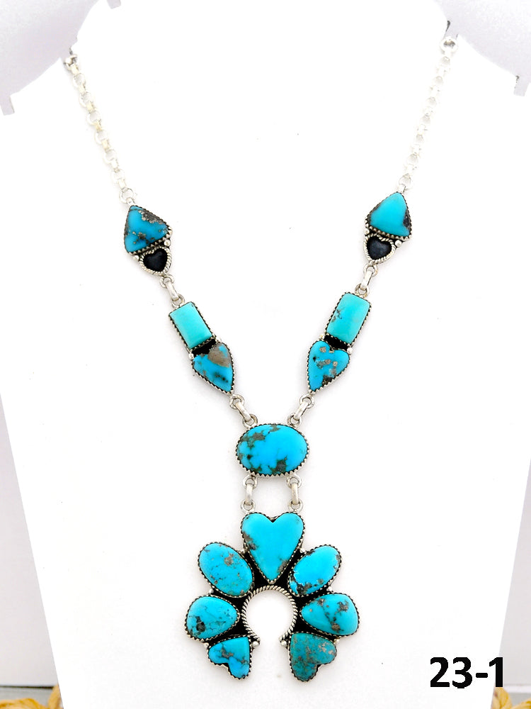 Southwest Made Campitos Turquoise & Sterling Silver Necklace