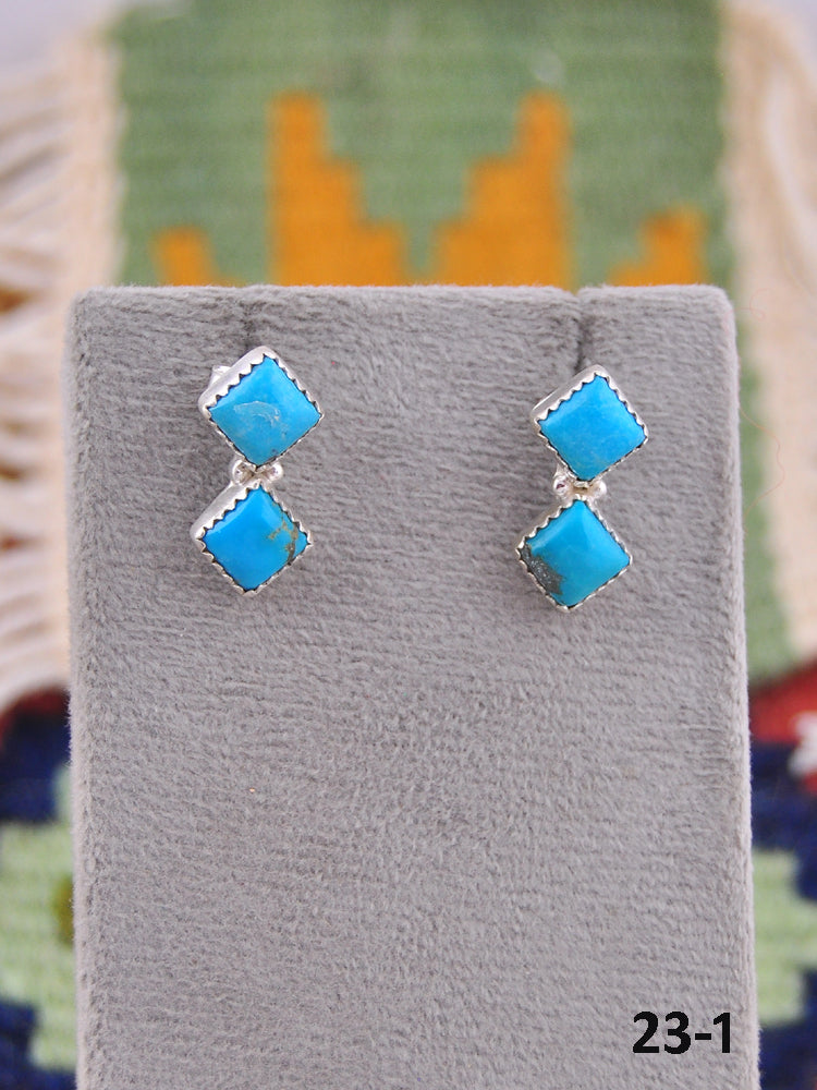 Southwest Made Kingman Turquoise & Sterling Silver Post Earrings