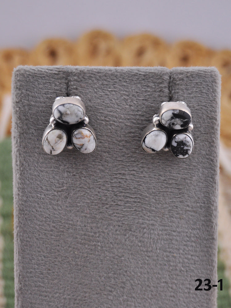Southwest Handmade White Buffalo & Sterling Silver Post Earrings