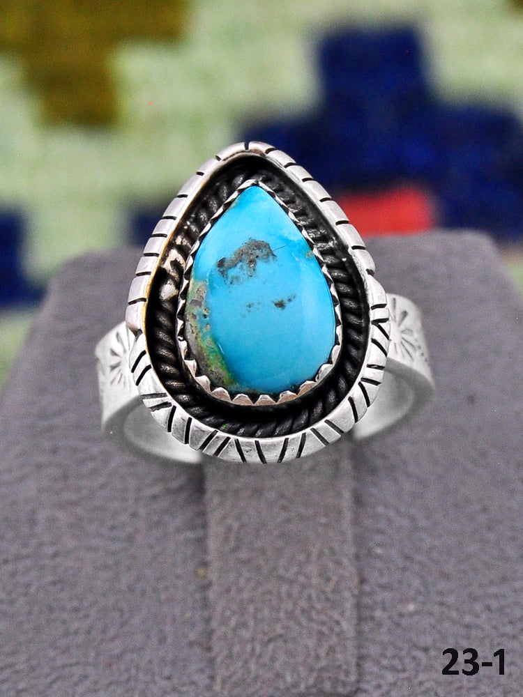 Southwest Made South Hill Turquoise & Sterling Silver Adjustable Ring