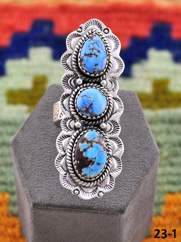 Southwest Handmade Golden Hills Turquoise & Sterling Silver Adjustable Ring