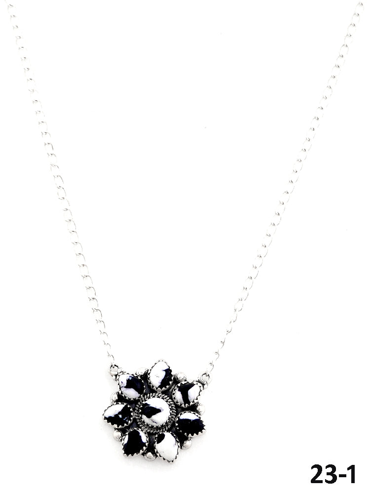 Southwest Made White Buffalo Turquoise & Sterling Silver Necklace