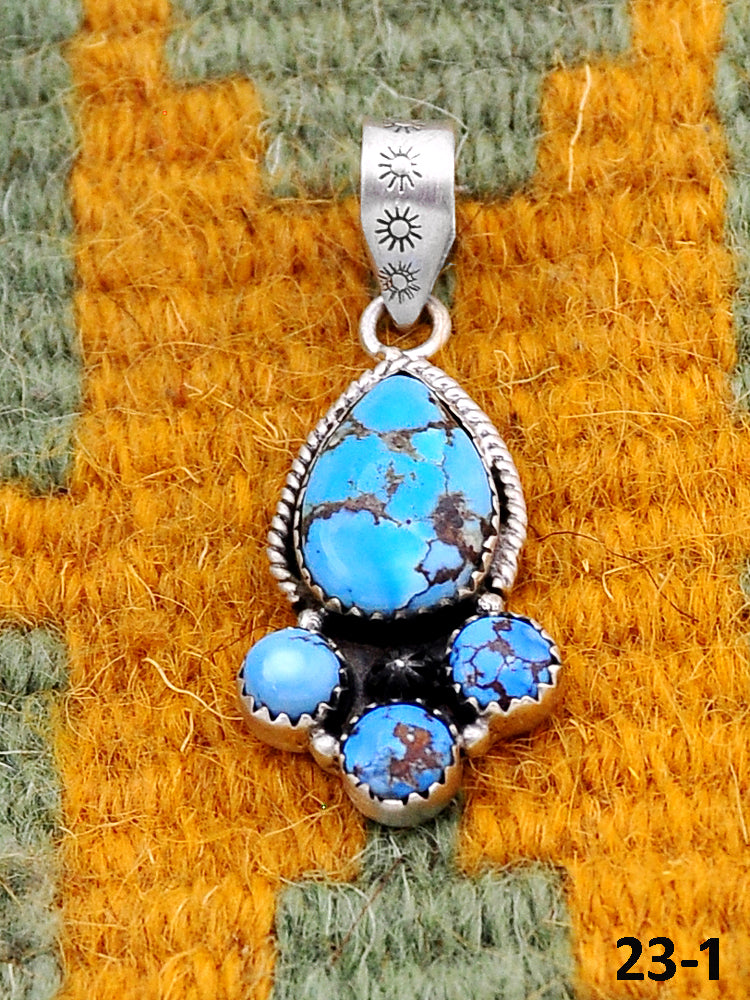 Southwest Handmade Golden Hills Turquoise & Sterling Silver Pendants