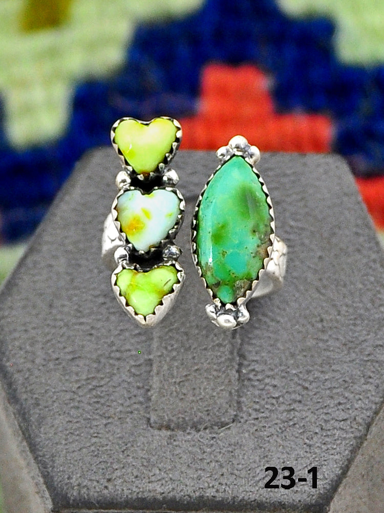 Southwest Made Sonoran Mountain Turquoise with Palomino & Sterling Silver Adjustable Ring