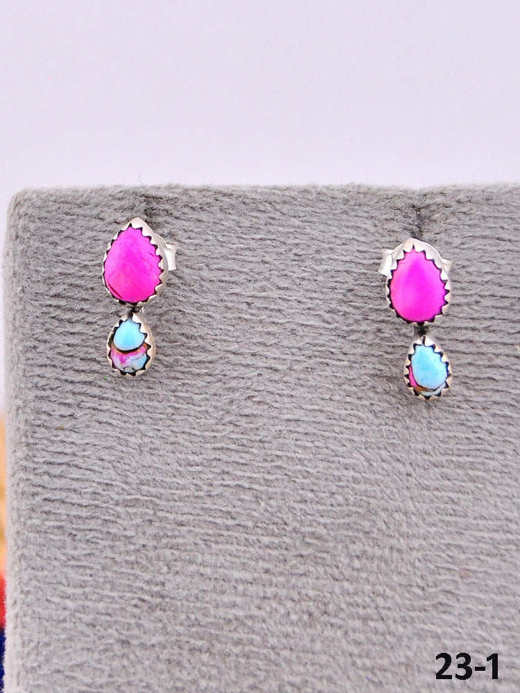 Southwest Made Cotton Candy Turquoise & Sterling Silver Post Earrings