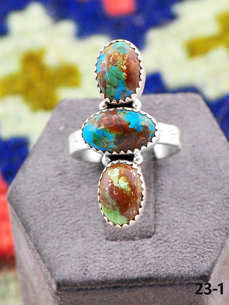 Southwest Made South Hill Turquoise  & Sterling Silver Adjustable Ring