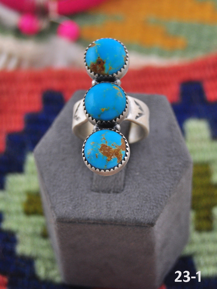 Southwest Made Kingman Turquoise & Sterling Silver Adjustable Ring